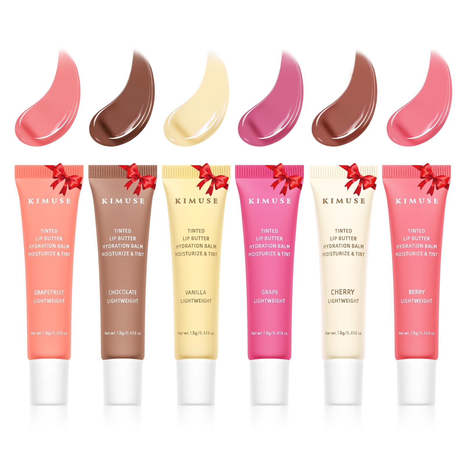 KIMUSE 6 Pcs Tinted Lip Butter Hydration Balm Set, 6 Flavored Shades Hydrating Plumping Gloss with Hyaluronic Acid & Vitamin E, Sheer Tint, Non-Sticky | Vegan Lip Care Makeup for Dry Lips & Daily KIMUSE buy supplements canada