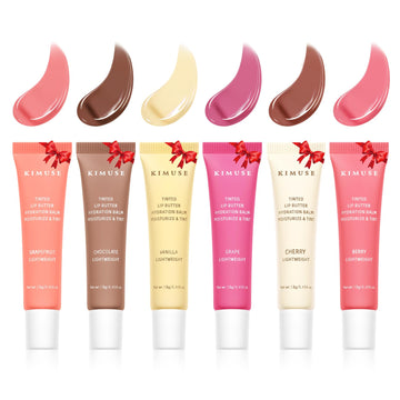 KIMUSE 6 Pcs Tinted Lip Butter Hydration Balm Set, 6 Flavored Shades Hydrating Plumping Gloss with Hyaluronic Acid & Vitamin E, Sheer Tint, Non-Sticky | Vegan Lip Care Makeup for Dry Lips & Daily KIMUSE buy supplements canada