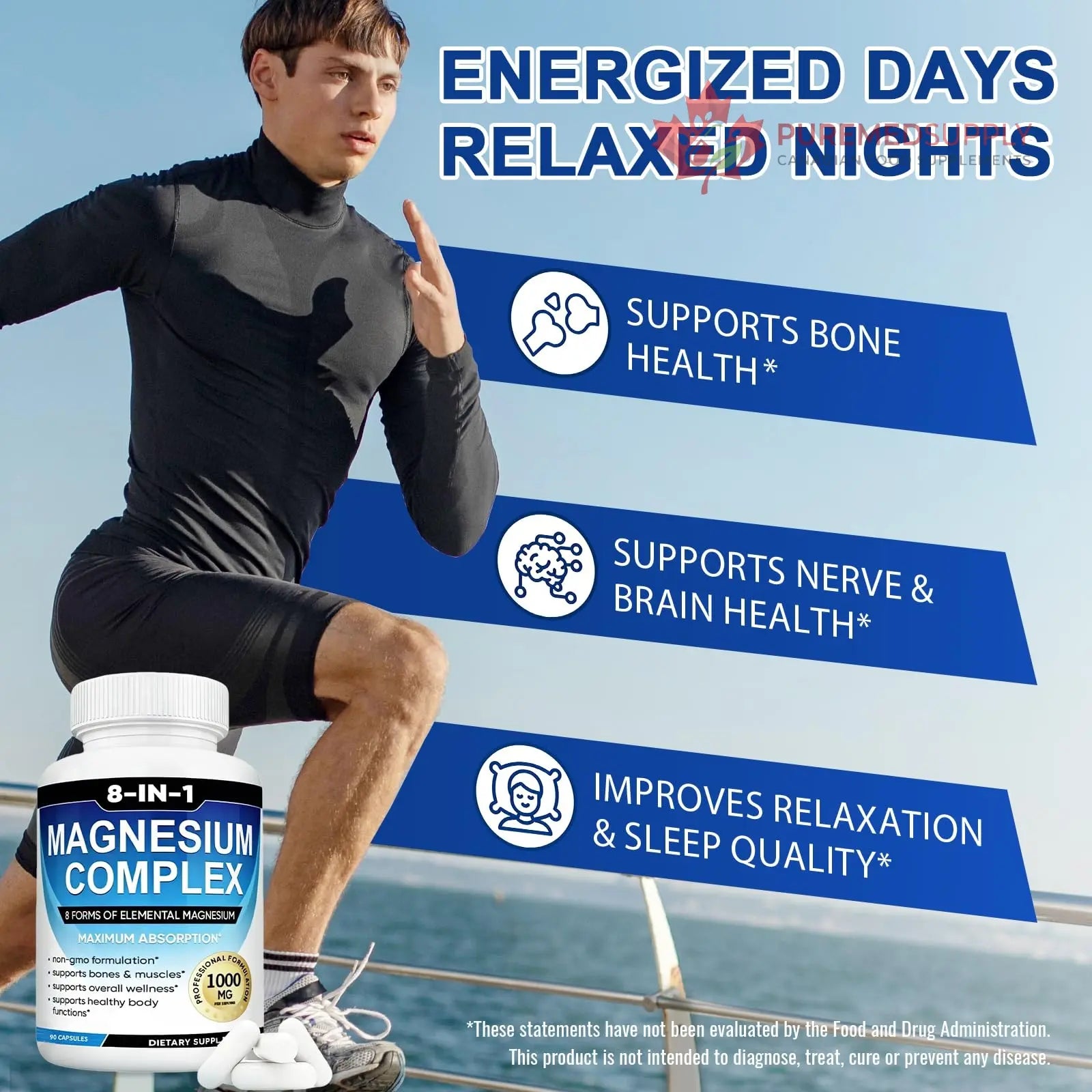 Magnesium Complex Supplement 8-in-1 Elemental 1000mg, Magnesium Glycinate, Malate & Citrate, Vegan, Non-GMO 90 Capsules MIRACLE OFFICIAL buy supplements canada