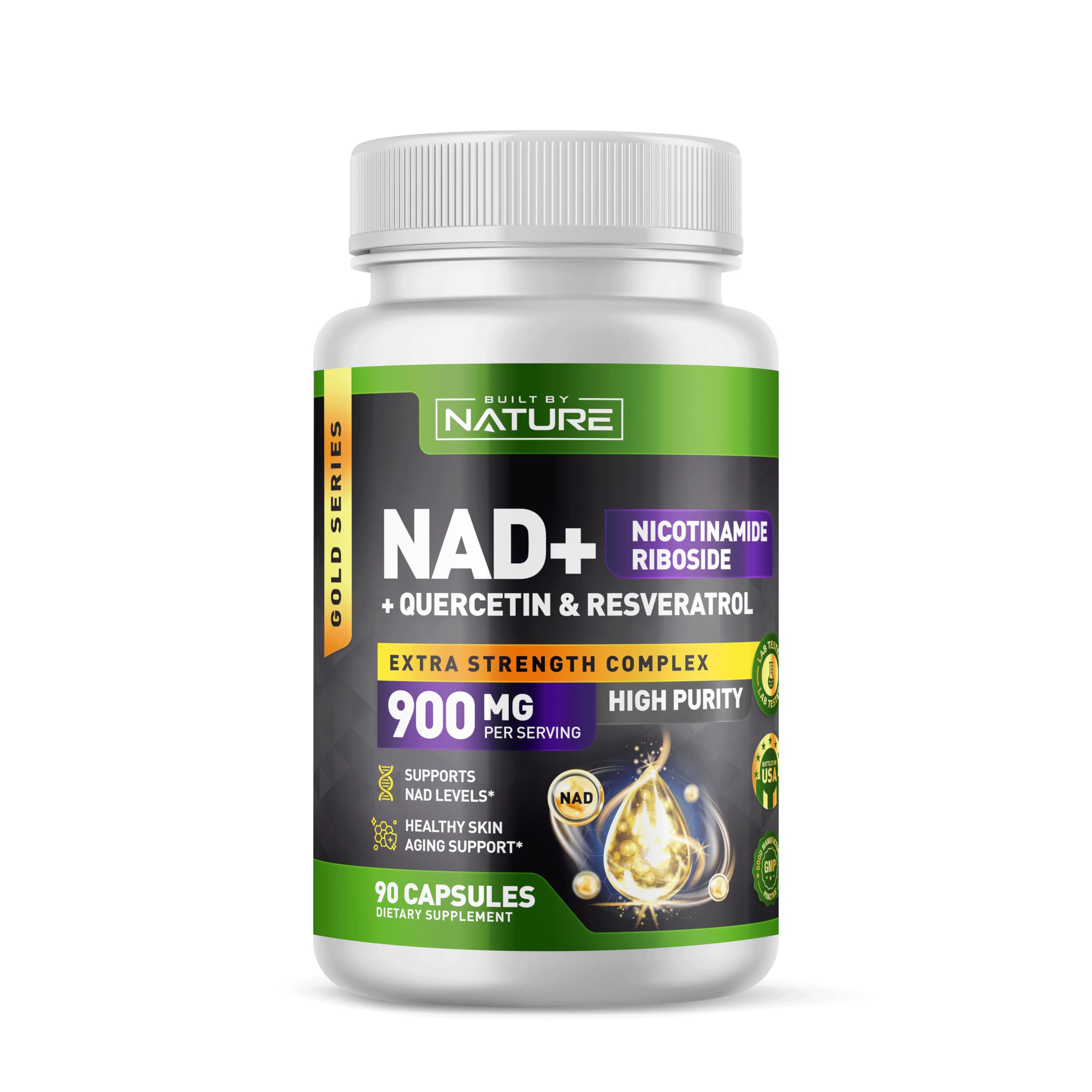 Built by Nature NAD Supplement – NAD+ Nicotinamide Riboside with Resveratrol & Quercetin 900mg Formula – NMN Alternative Supplement for Energy, Cellular Health & Anti-Aging – 90 Capsules Built by Nature buy supplements canada
