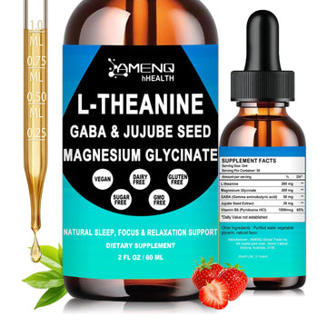 L Theanine Liquid Drops - Double Strength L-Theanine 200mg for Adults & Kids, Fast Absorption Gaba L-Theanine Supplements w. Magnesium & Jujube Seed for Nerve & Sleep, Relaxation & Mood Support丨Vegan AMENQ hHEALTH buy supplements canada