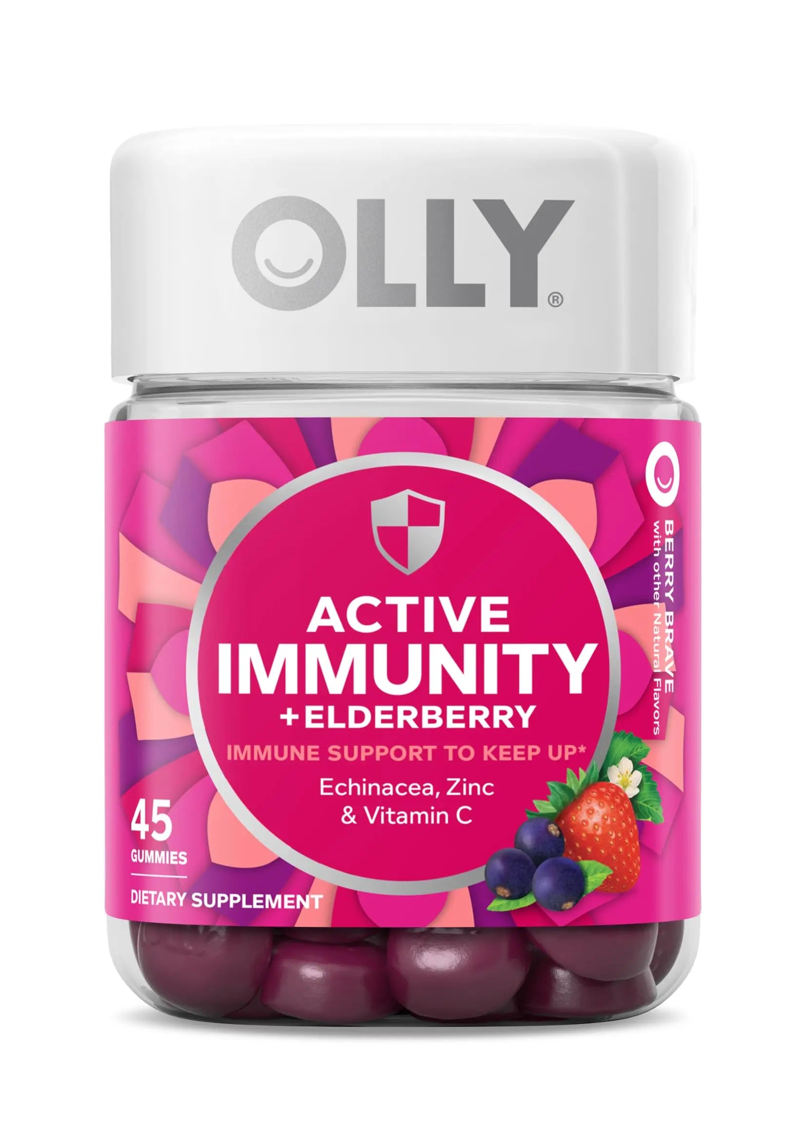 OLLY Kids Immunity Gummy, Immune Support, Wellmune, Elderberry, Vitamin C, Zinc, Chewable Supplement, Cherry - 50 Count & Gummy Active Immunity+Elderberry, 45 Gummies (1 Pack), Berry Flavor OLLY buy supplements canada