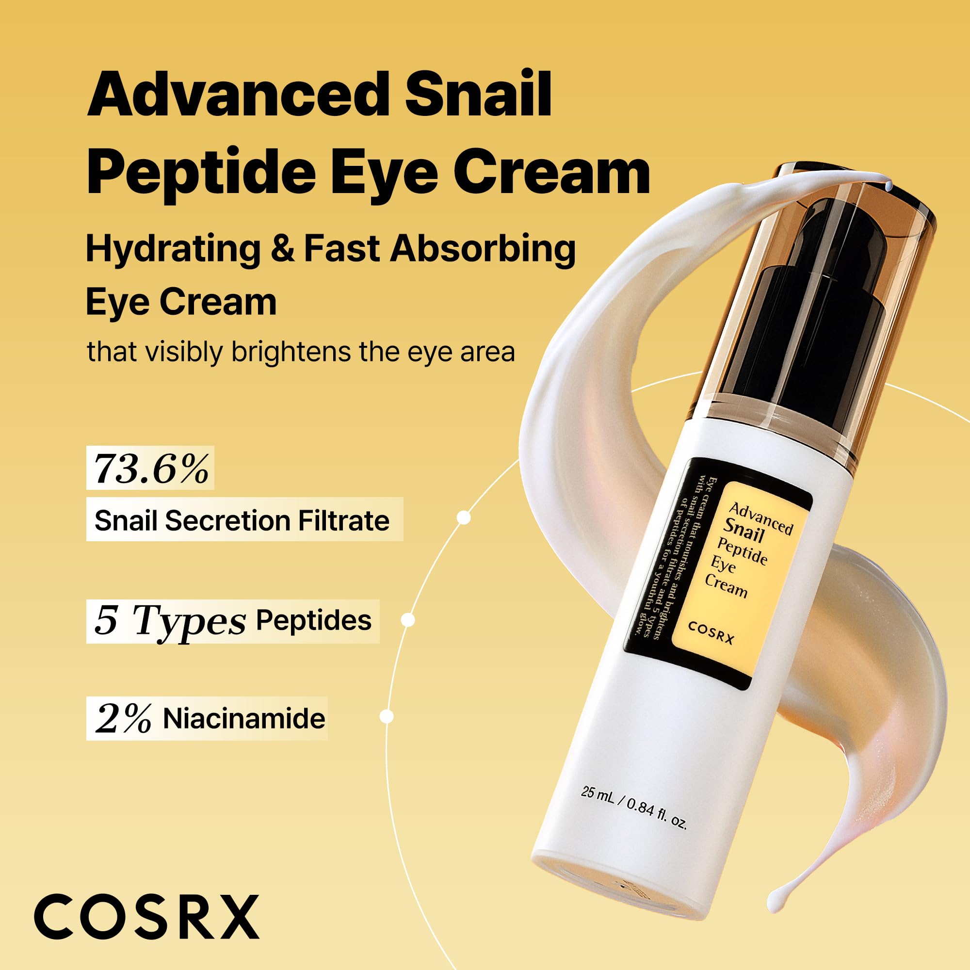 COSRX Snail Mucin Peptide Under Eye Cream, 0.84 fl oz, 73.7% Snail Mucin and Niacinamide, Eye Care COSRX buy supplements canada