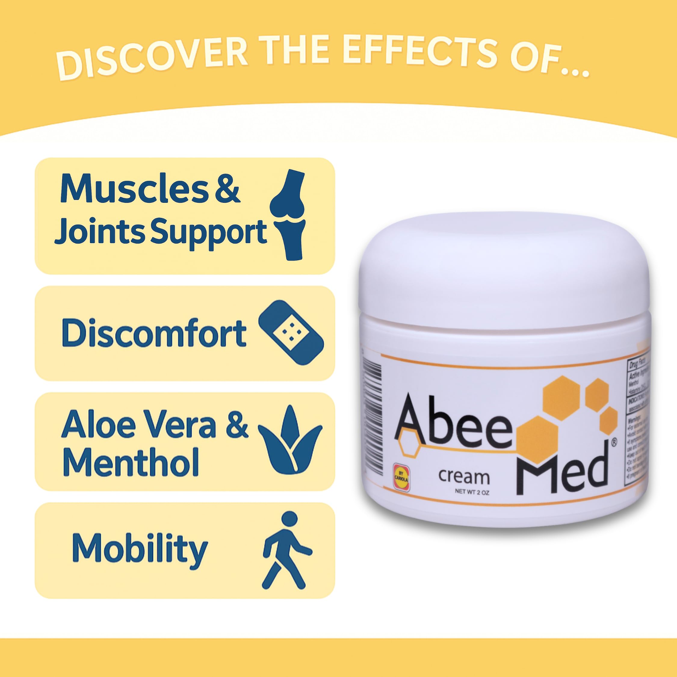 ABEE MED Extra Strength Joint & Muscle Relief Cream – Menthol Cooling & Warming Formula with Bee Pollen, Aloe & Chamomile – Fast-Absorbing Comfort Cream for Back, Knees & Muscles – 2 oz ABEE MED buy supplements canada