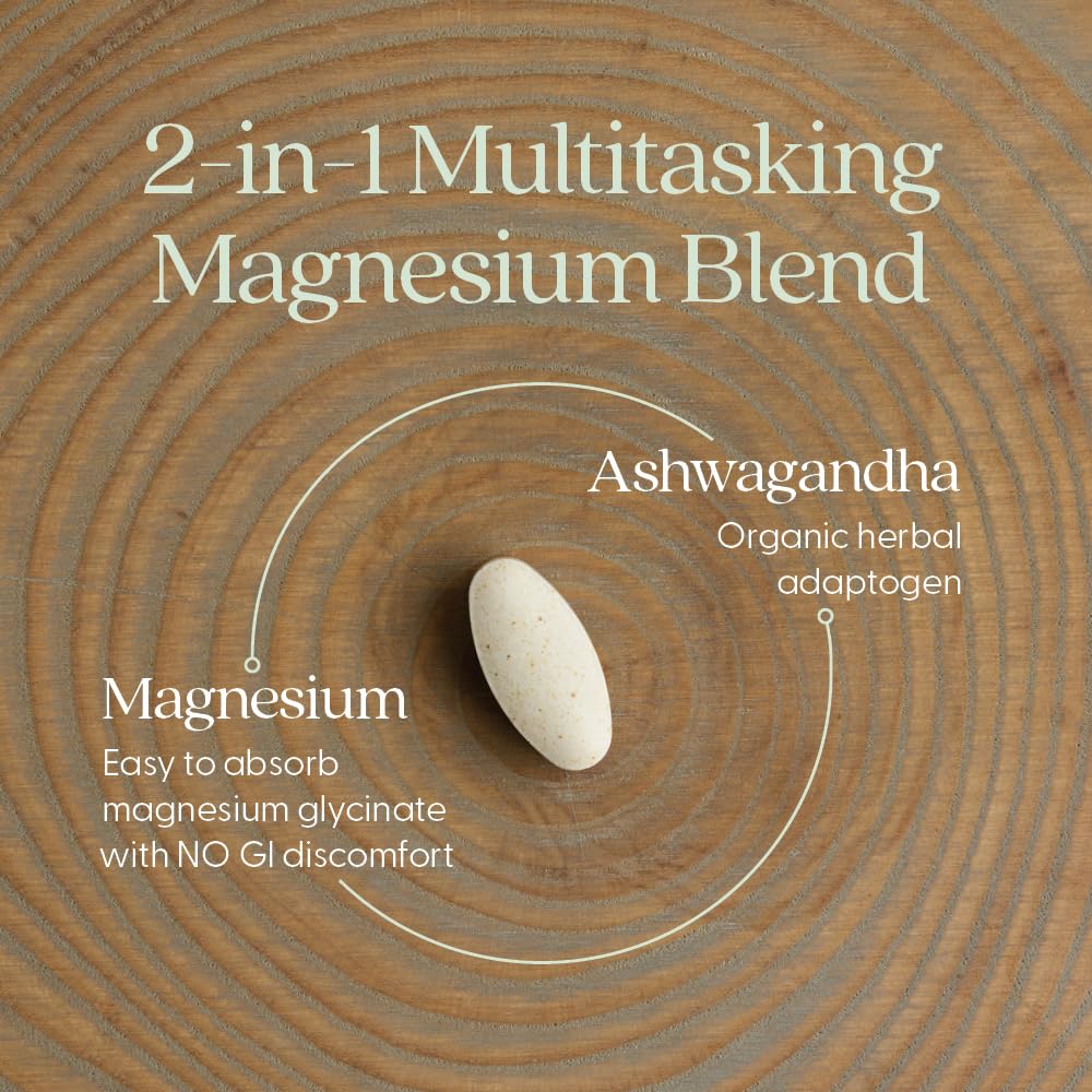 New Chapter Magnesium + Ashwagandha Supplement, 325 mg with Magnesium Glycinate for Muscle Relaxation & Recovery, Heart, Nerve & Bone Health, 2.5X Absorption, Non-GMO - 30 ct (1 Month Supply) New Chapter buy supplements canada