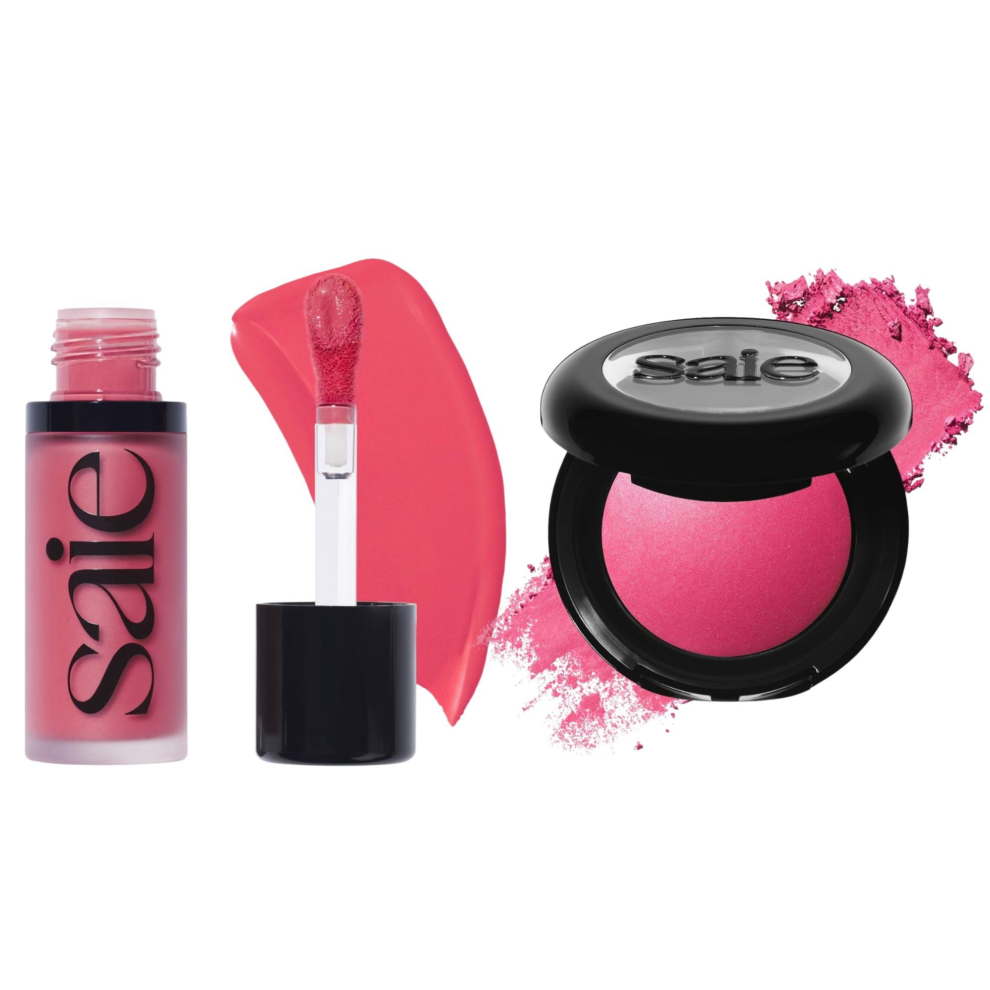 Saie Cheek Flush Duo - Dew Liquid Blush (.40 oz, Flirty), SuperSuede Baked Powder Blush (.01 oz, Amore) - Layerable, Skin-Nourishing Blushes for a Seamless Radiant Finish Saie buy supplements canada