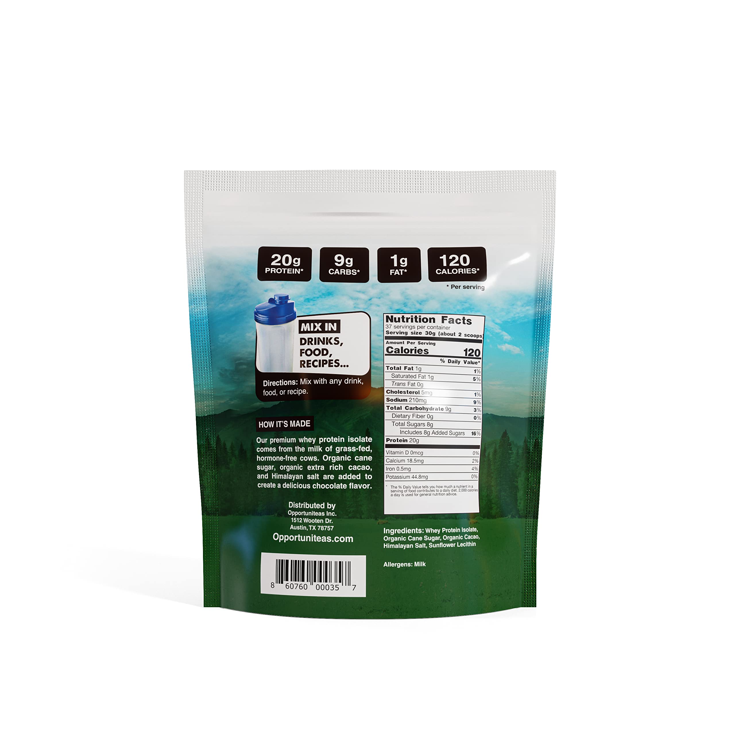 Opportuniteas Chocolate Whey Protein Powder - Grass Fed Whey Isolate + Organic Cacao Opportuniteas buy supplements canada
