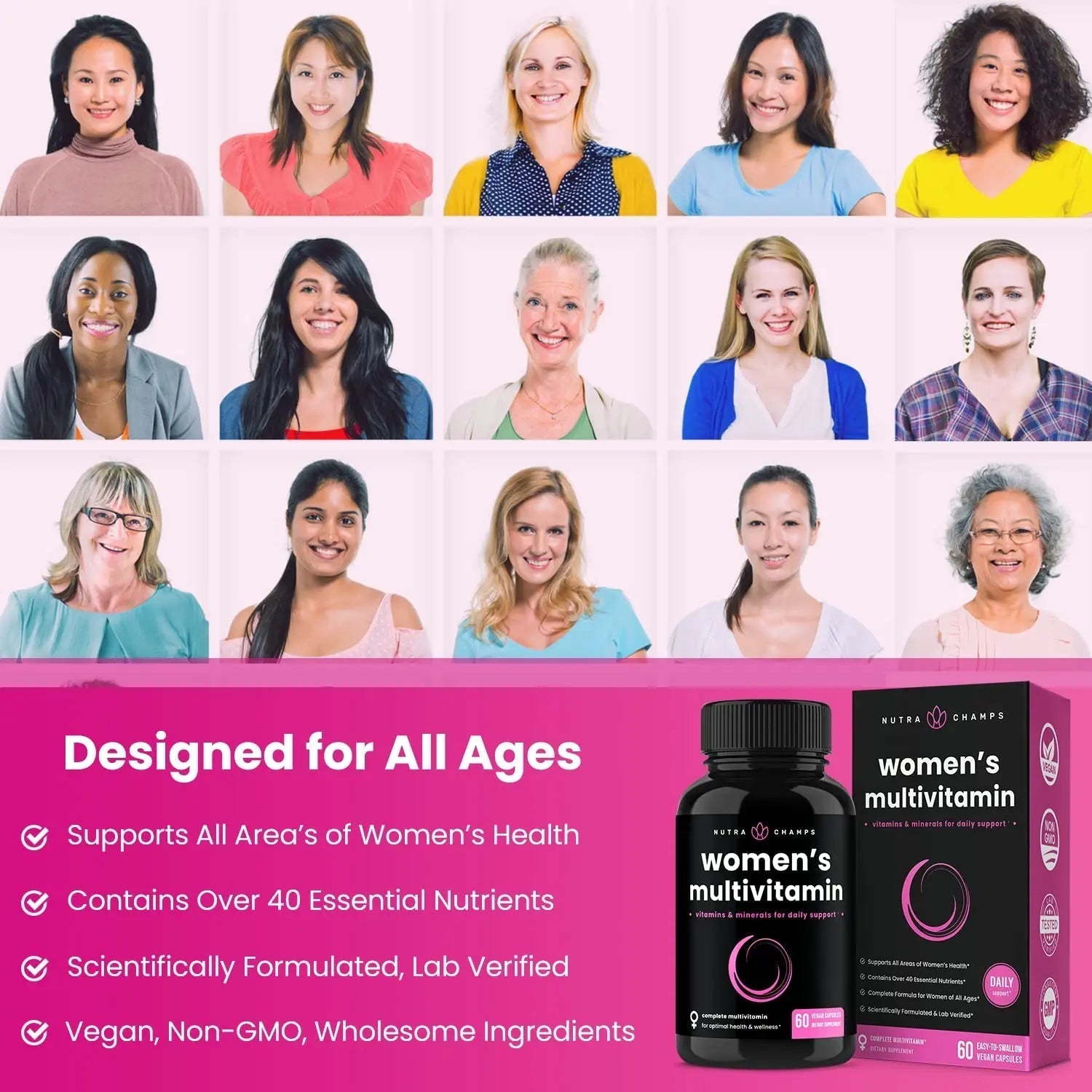 NutraChamps Multivitamin for Women, 240 Count, Vitamins A, B, C, D, E, Biotin, Folic Acid, Womens Gummy Multivitamins, Chewable Daily (Pack of 2) NutraChamps buy supplements canada