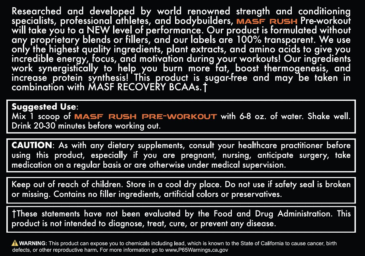 MASF Rush Pre-Workout (Orange-Mango) MASF buy supplements canada