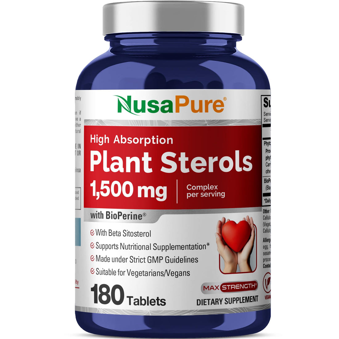 NusaPure Plant Sterols 1500 mg - 180 Tablets (Non-GMO, Vegan) Beta Sitosterol, Bioperine NusaPure buy supplements canada