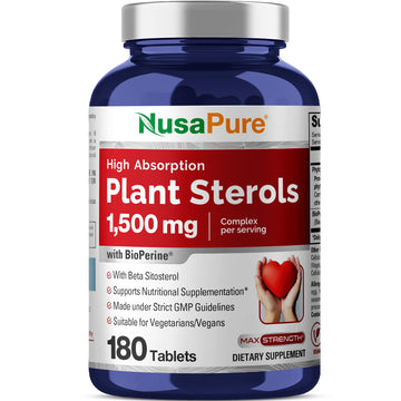 NusaPure Plant Sterols 1500 mg - 180 Tablets (Non-GMO, Vegan) Beta Sitosterol, Bioperine NusaPure buy supplements canada