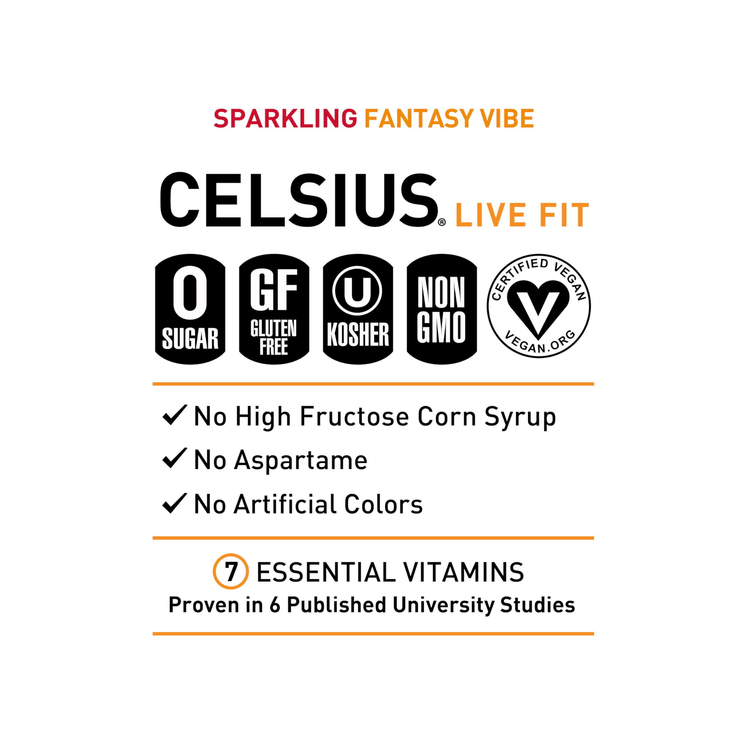 CELSIUS Sparkling Fantasy Vibe, Functional Essential Energy Drink, 12 Fl Oz (Pack of 12) CELSIUS buy supplements canada