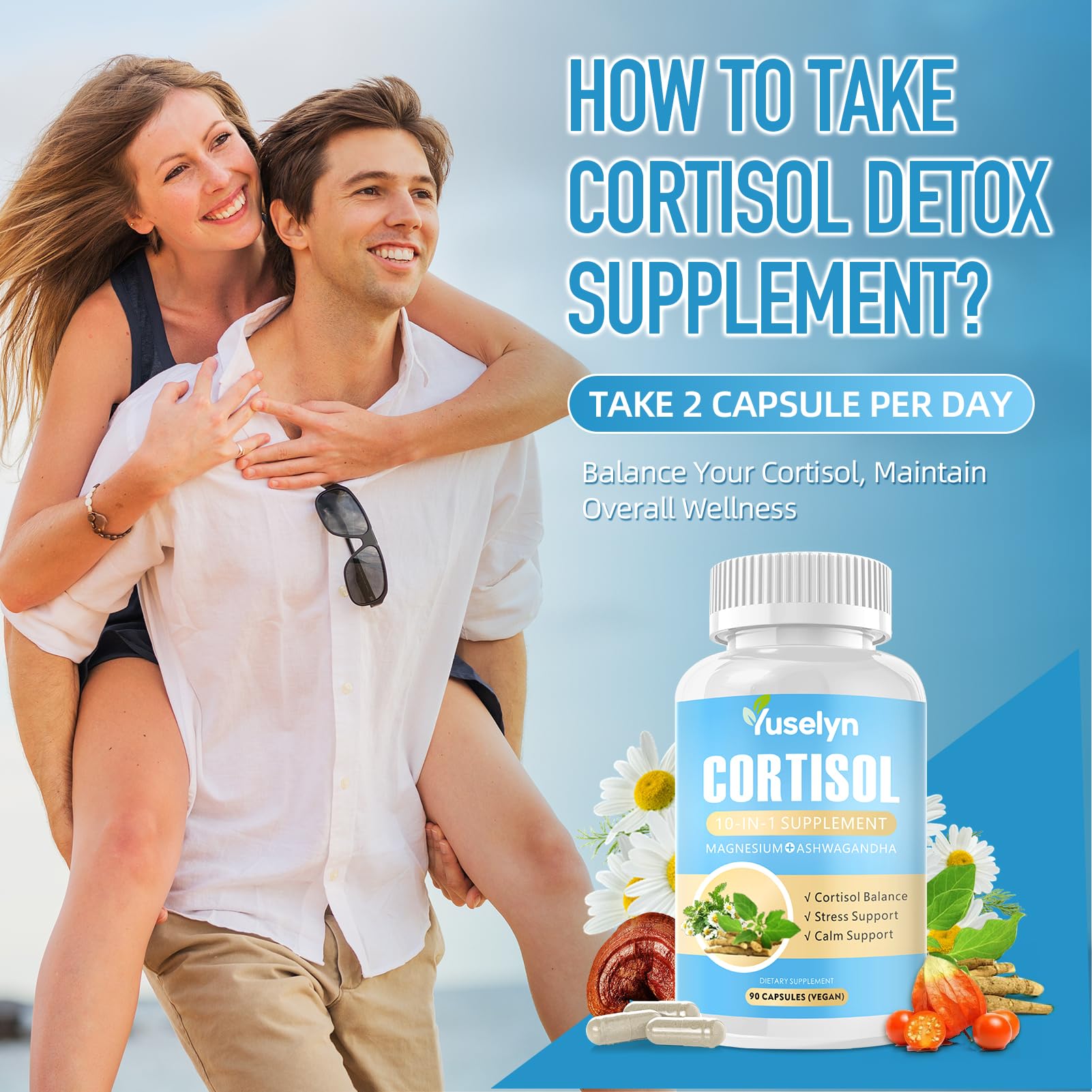 Yuselyn Cortisol Supplements for Women & Men, 10-in-1 Cortisol Detox Manager - High Cortisol Lowering Supplements with Magnesium, Ashwagandha & L-Theanine for Balanced Calm & Stress Relief Yuselyn buy supplements canada