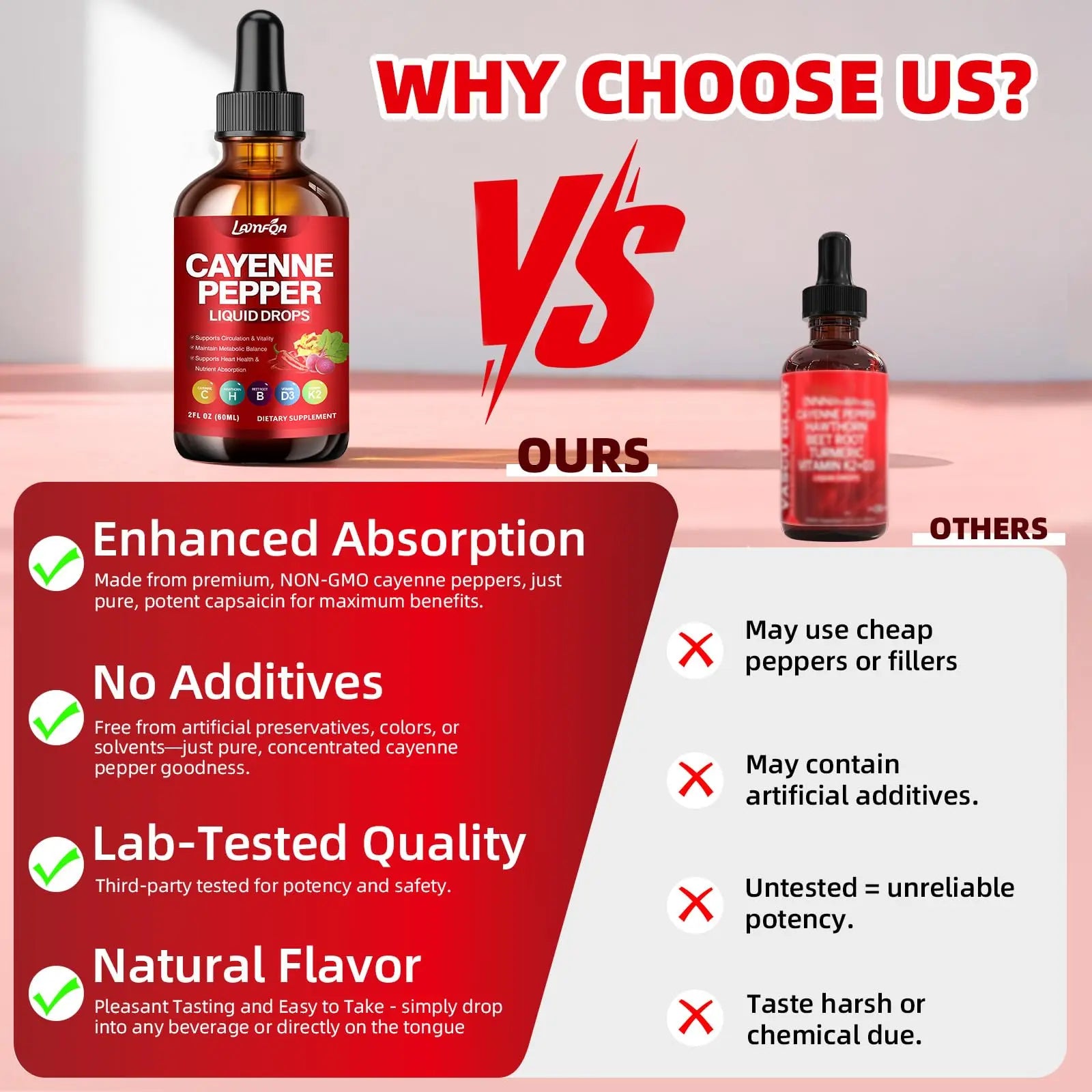 Cayenne Pepper Liquid Drops - Potent Blend with Hawthorn Berry, Turmeric Curcumin, Vitamin D3 K2, Beet Root & Panax Ginseng - Vegan, Non-GMO, High Absorbed Gentle Formula - 2 OZ LAMFQA buy supplements canada