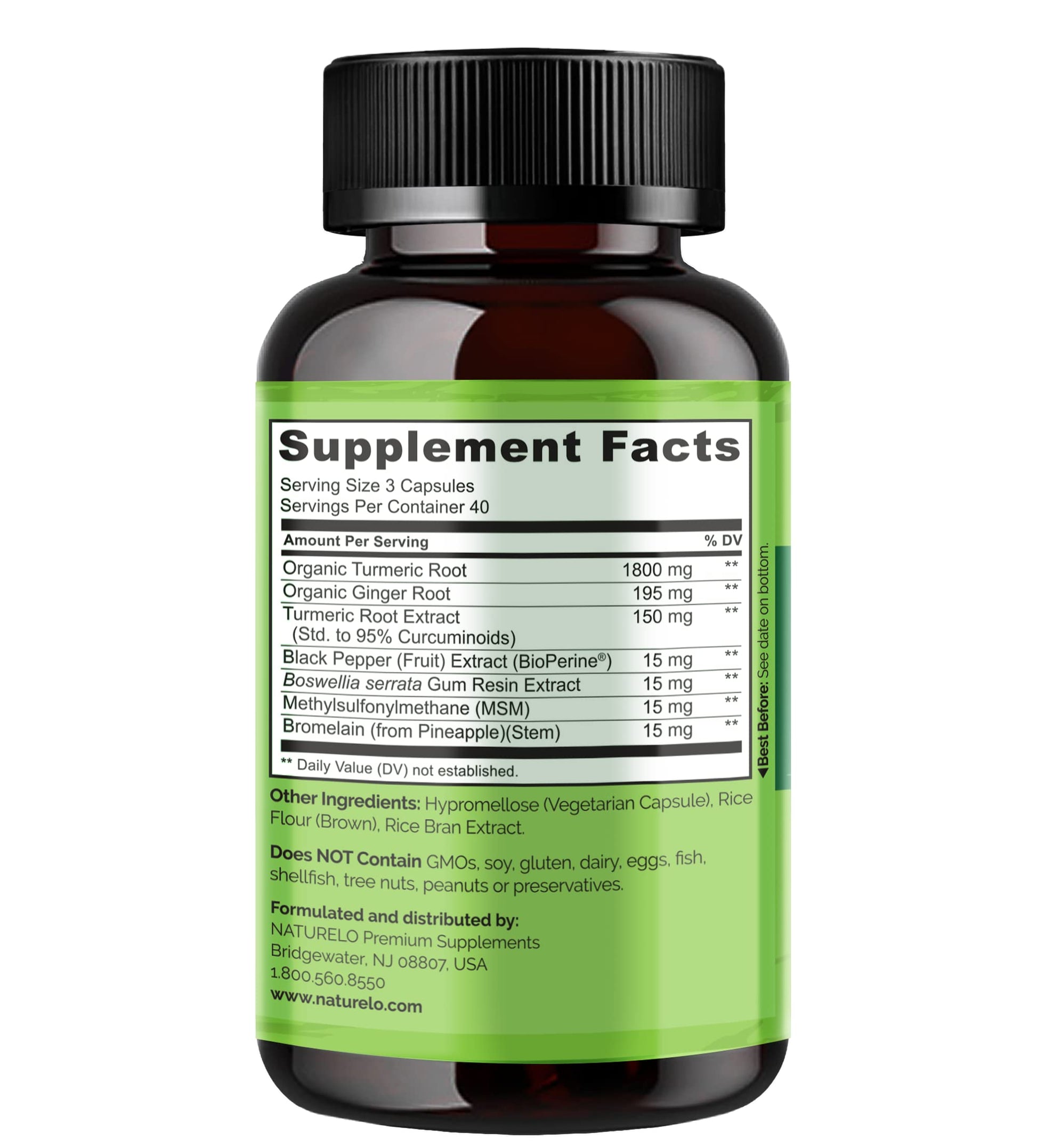 NATURELO Turmeric Curcumin - BioPerine for Better Absorption - Black Pepper, Ginger Root, Curcuminoids - Plant-Based Joint Discomfort Support NATURELO buy supplements canada