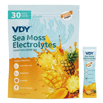 VDY Sea Moss Electrolytes Powder Packets - Hydration Packets Sugar Free - Electrolyte Packets with 30 Sticks - Zero Sugar & 0 Calorie - Keto Friendly VDY buy supplements canada