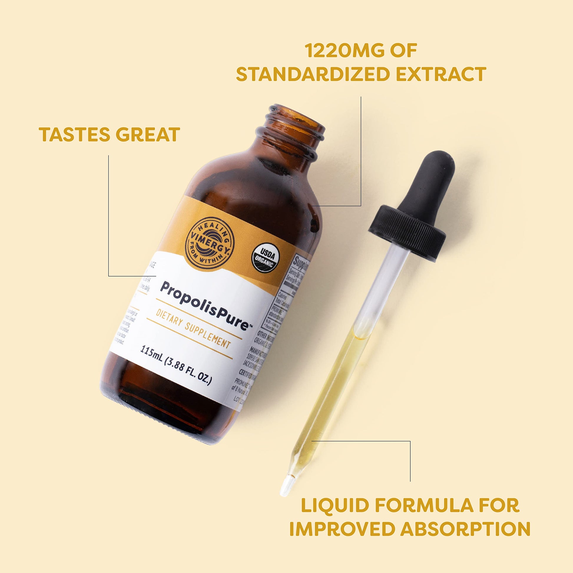 Vimergy PropolisPure® – Supports Immune and Respiratory Health* – Benefits Oral Health* – USDA Certified Organic, Kosher, Paleo-Friendly, Gluten-Free – 115 mL (57 Servings) Vimergy buy supplements canada