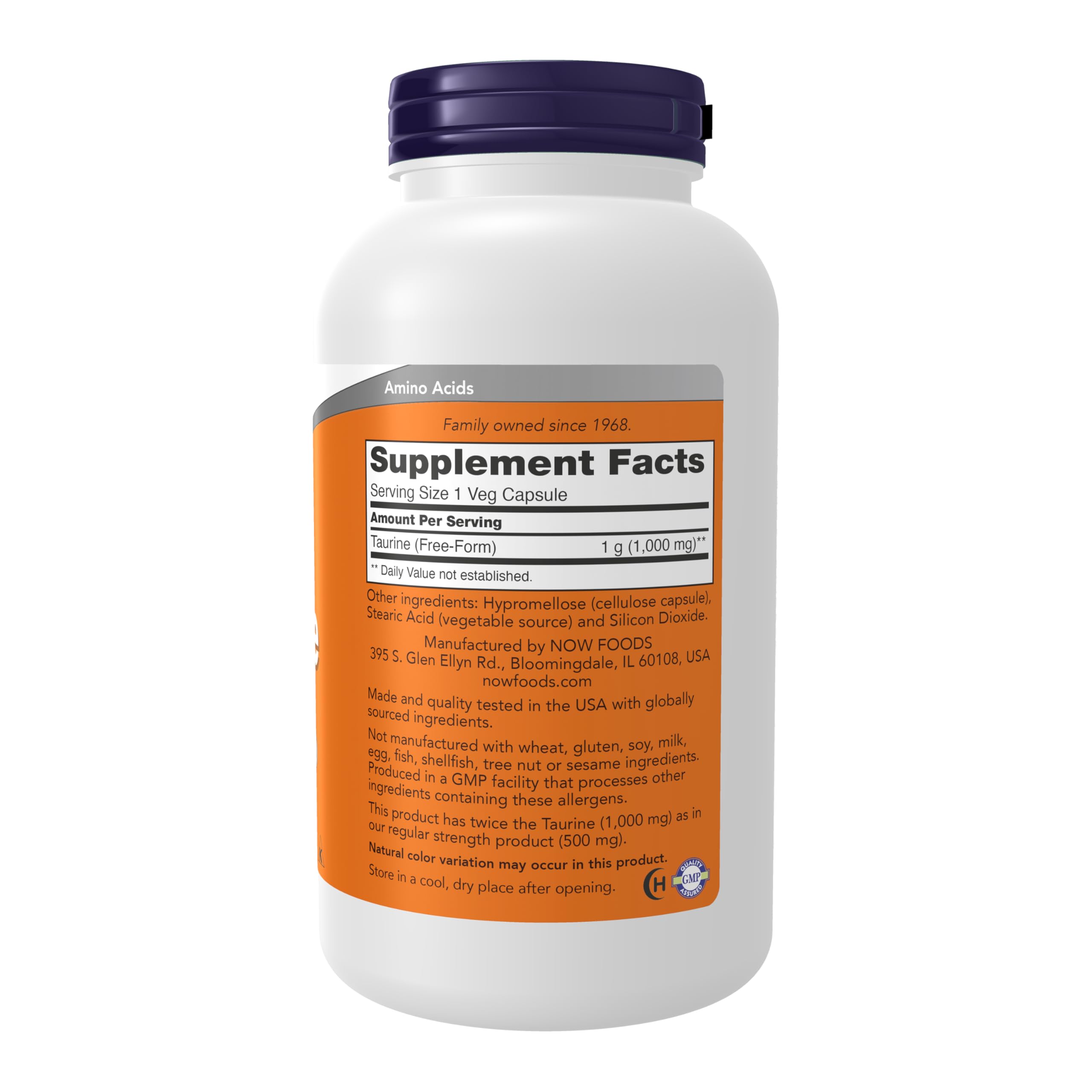 NOW Foods Supplements, Taurine 1,000 mg, Double Strength, Nervous System Health*, 250 Veg Capsules NOW Foods buy supplements canada