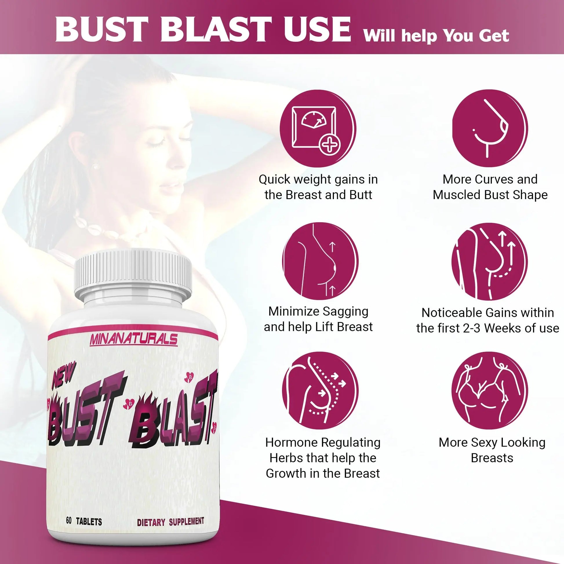 MINANATURALS Bust Blast Loaded Increase Breast Size Fast. Female Breast Enhancement - Bigger Boobs and Butt Pills. 60 Tablets MINANATURALS buy supplements canada