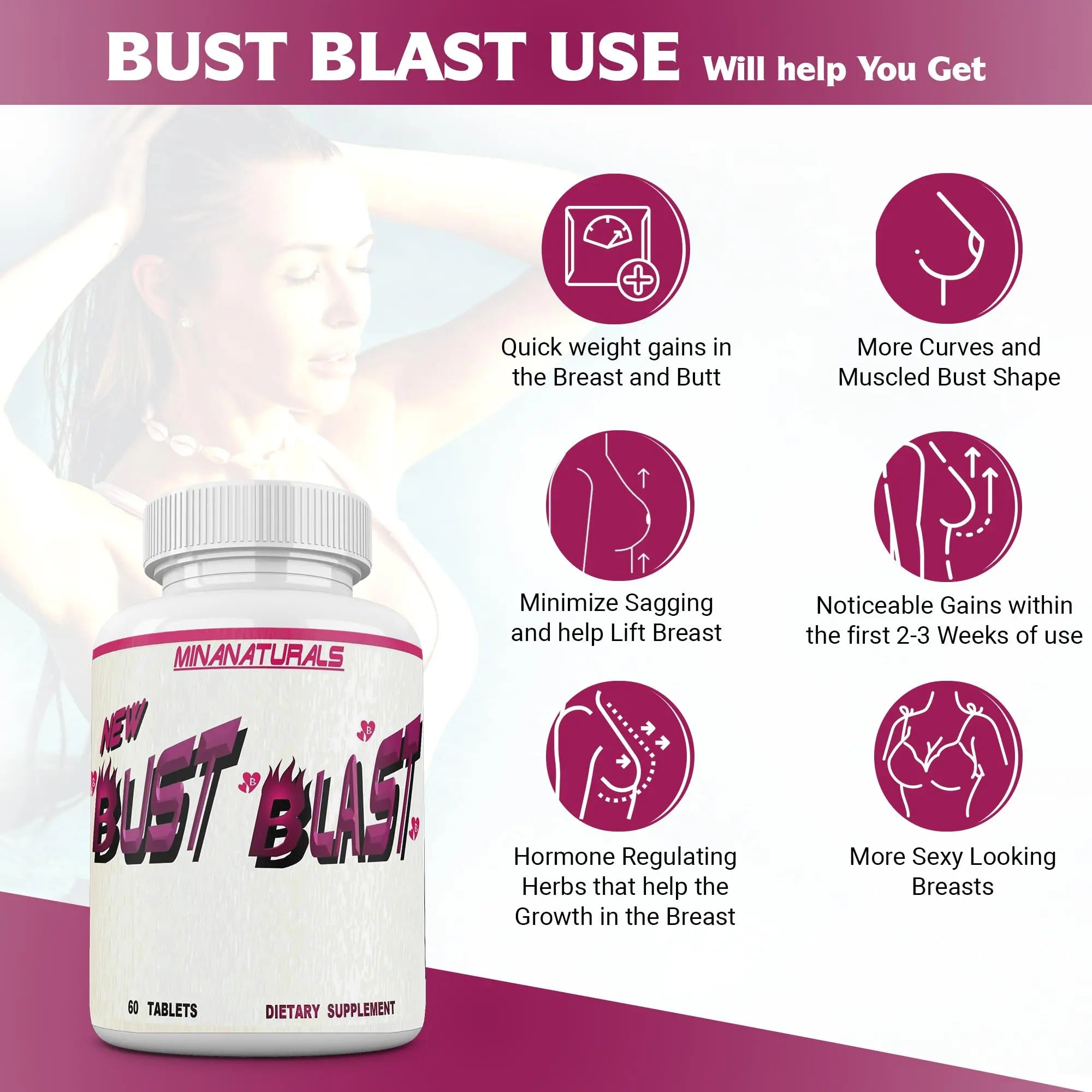MINANATURALS Bust Blast Loaded Increase Breast Size Fast. Female Breast Enhancement - Bigger Boobs and Butt Pills. 60 Tablets MINANATURALS buy supplements canada