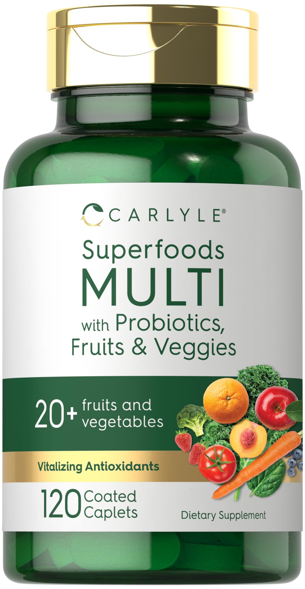 Carlyle Fruits and Veggies Supplement | 120 Count | Superfood Multivitamin with Probiotics | Made with 20 Fruits and Vegetables | Non-GMO & Gluten Free Carlyle buy supplements canada
