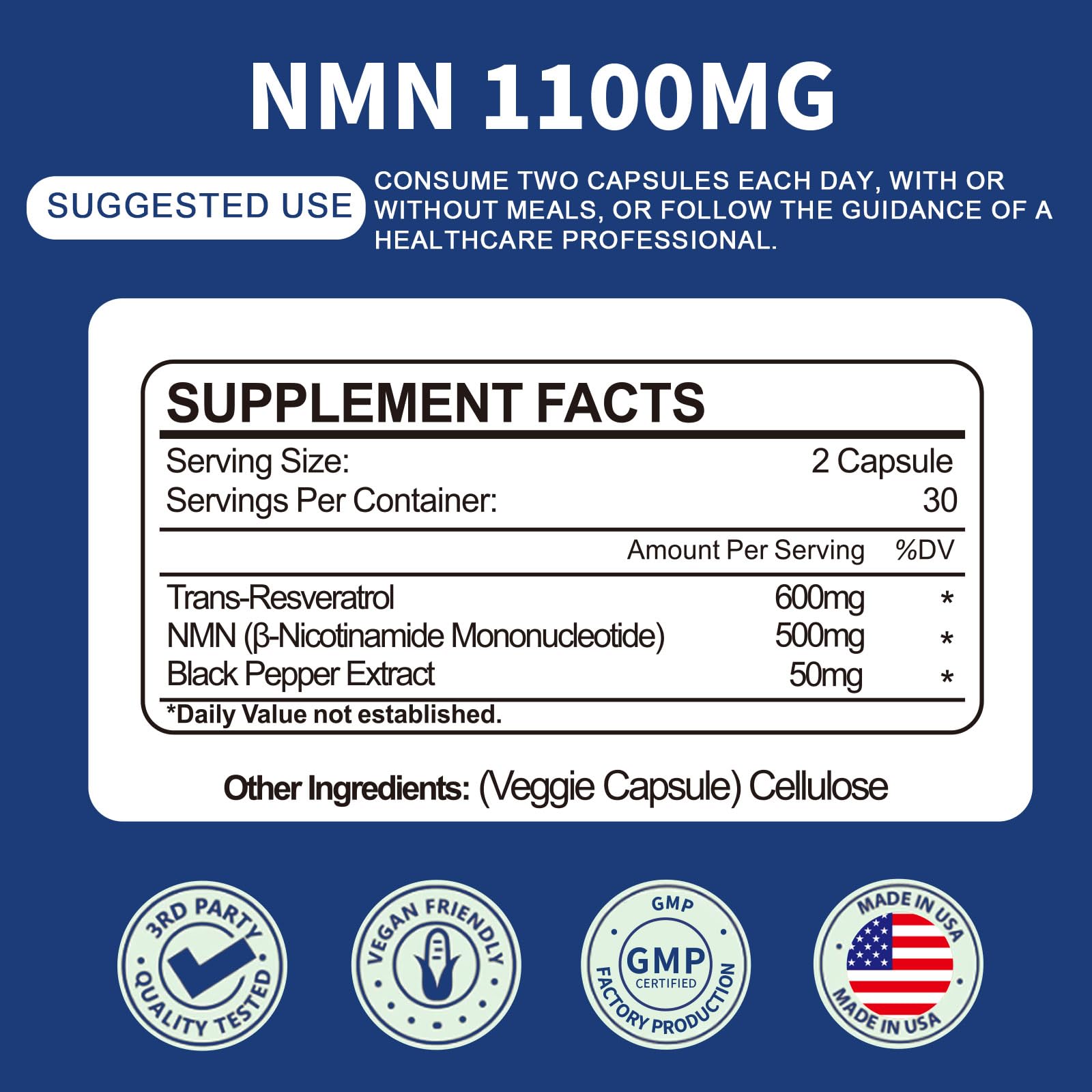 Jeaderly 1100mg NMN & Trans-Resveratrol, 3-in-1 Supplement, 60 Veggie Capsules – Supports NAD+ Boost*, Cellular Energy, Immune Function, Muscle Health & Anti-Aging, 30-Day Supply Jeaderly buy supplements canada
