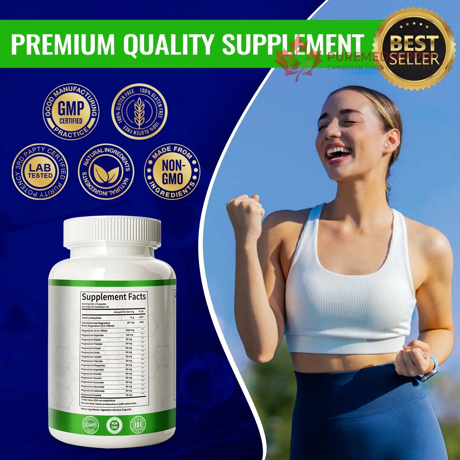 Magnesium Complex with 15 Types Magnesium Glycinate Citrate Malate Taurate Oxide Carbonate Chloride Orotate Magnesio Muscle, Heart, Relaxation & Nerves 120 Vegan Capsules, 60-Day Supply Ashenutri buy supplements canada