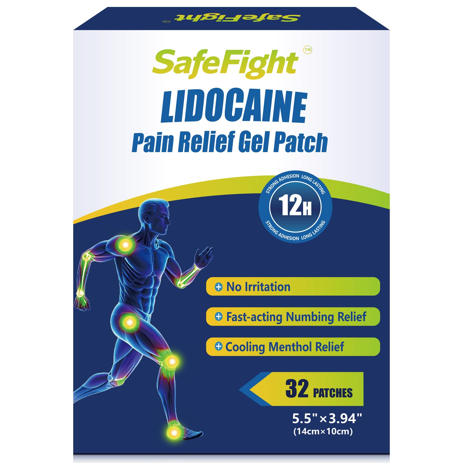 SafeFight 4% Lidocaine Pain Relief Patches 32 Count - Maximum Strength Relief for Back, Neck, Shoulder, Joint & Muscle Pain, Add Menthol, 12 Hour Long Lasting Relief Pains SafeFight buy supplements canada