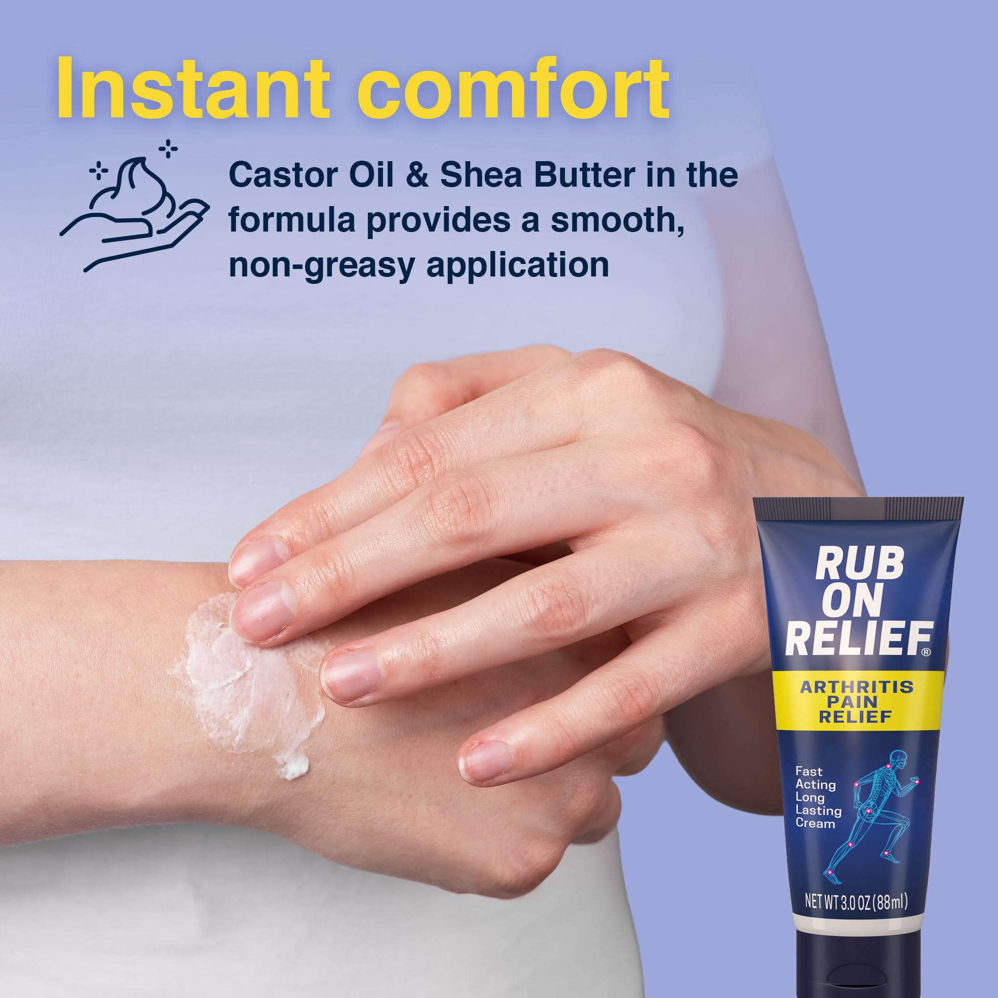 RUB ON RELIEF Arthritis Pain Relief Cream – 10-in-1 Non-Greasy Joints Pain Cream for Knees, Back, Neck, Hands, & Muscle Aches with Menthol, Camphor, Arnica, MSM & Turmeric Up to 8 Hours, 3oz (1 Pack) RUB ON RELIEF buy supplements canada