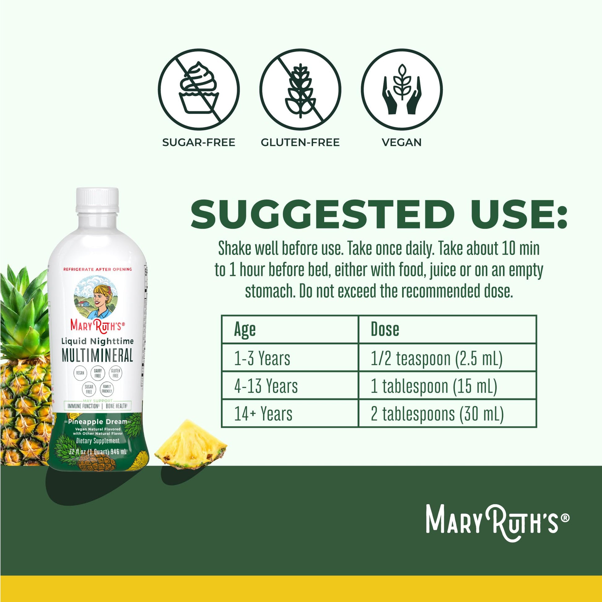 MaryRuth Organics Liquid Nighttime Multimineral | NO Melatonin | Magnesium Citrate | Calcium | Zinc | Vitamin D3| Available in 4 Flavors | Vegan | Sugar Free | Gluten Free | 32 Oz MARYRUTH'S buy supplements canada