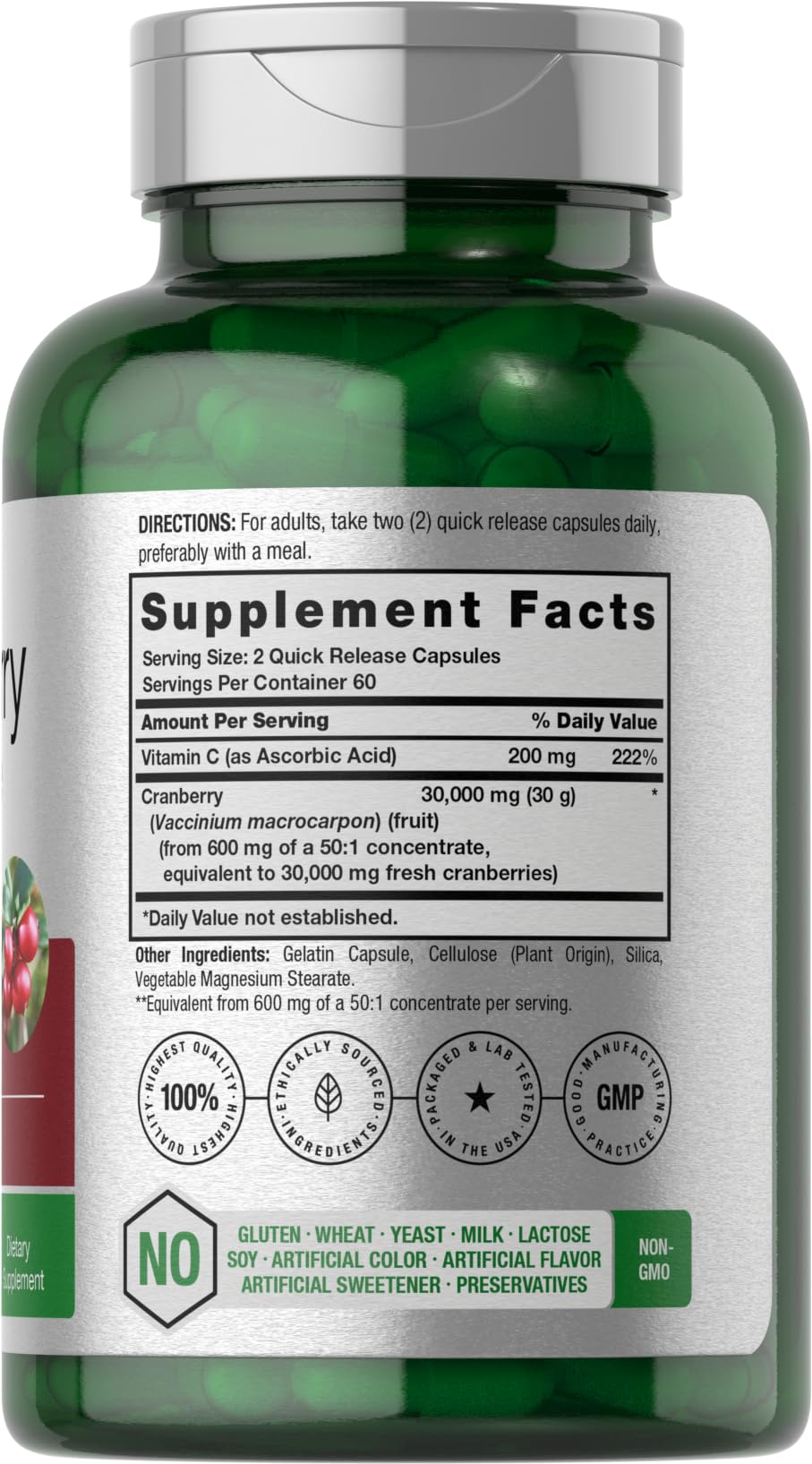 Cranberry Concentrate Extract Pills + Vitamin C | 30,000mg | 120 Capsules | Triple Strength Horbäach buy supplements canada
