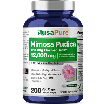 NusaPure Mimosa Pudica Seed 10:1 Extract, 1200 mg Equivalent to 12,000 mg 200 Veg Capsules (Non-GMO, Vegan) NusaPure buy supplements canada