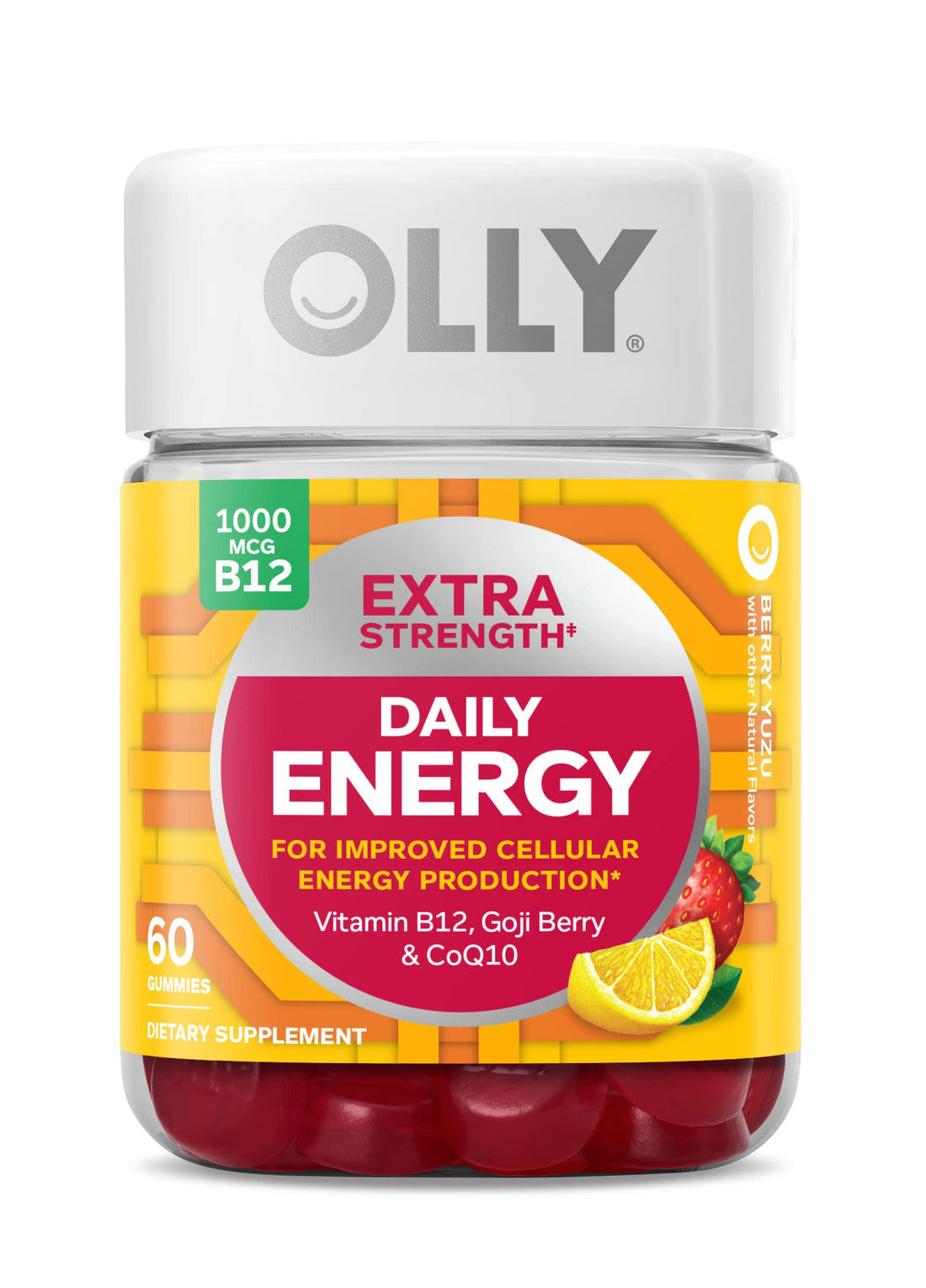 OLLY Extra Strength Daily Energy Gummy, Caffeine Free, 1000mcg Vitamin B12, CoQ10, Goji Berry, Adult Chewable Supplement OLLY buy supplements canada