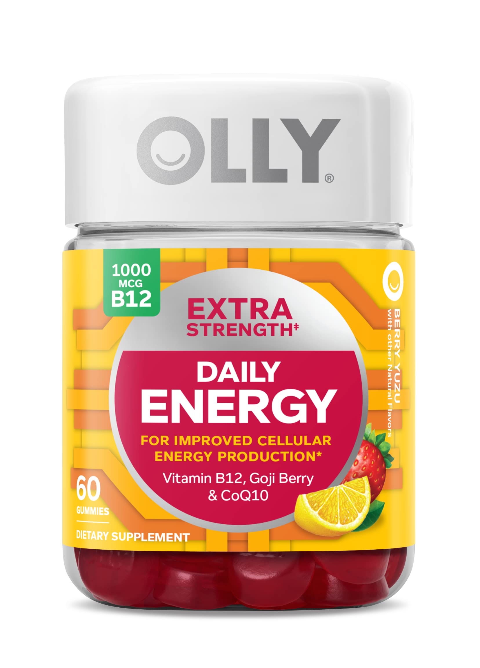 OLLY Extra Strength Daily Energy Gummy, Caffeine Free, 1000mcg Vitamin B12, CoQ10, Goji Berry, Adult Chewable Supplement OLLY buy supplements canada