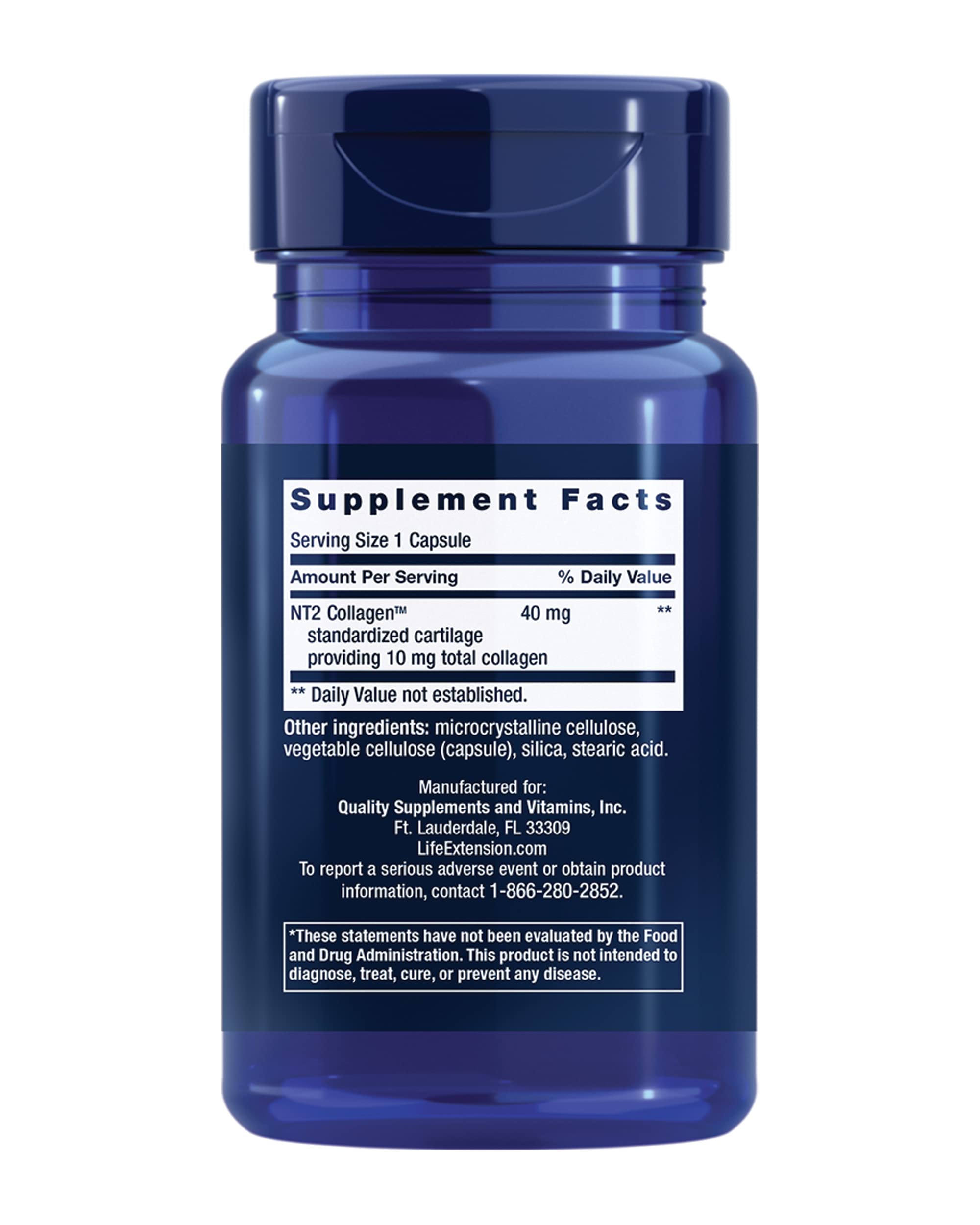 Life Extension NT2 Collagen™, Joint Health Supplement for Joint Comfort & Mobility, Gluten-Free, Non-GMO, 1 Daily, 60 Small Capsules Life Extension buy supplements canada