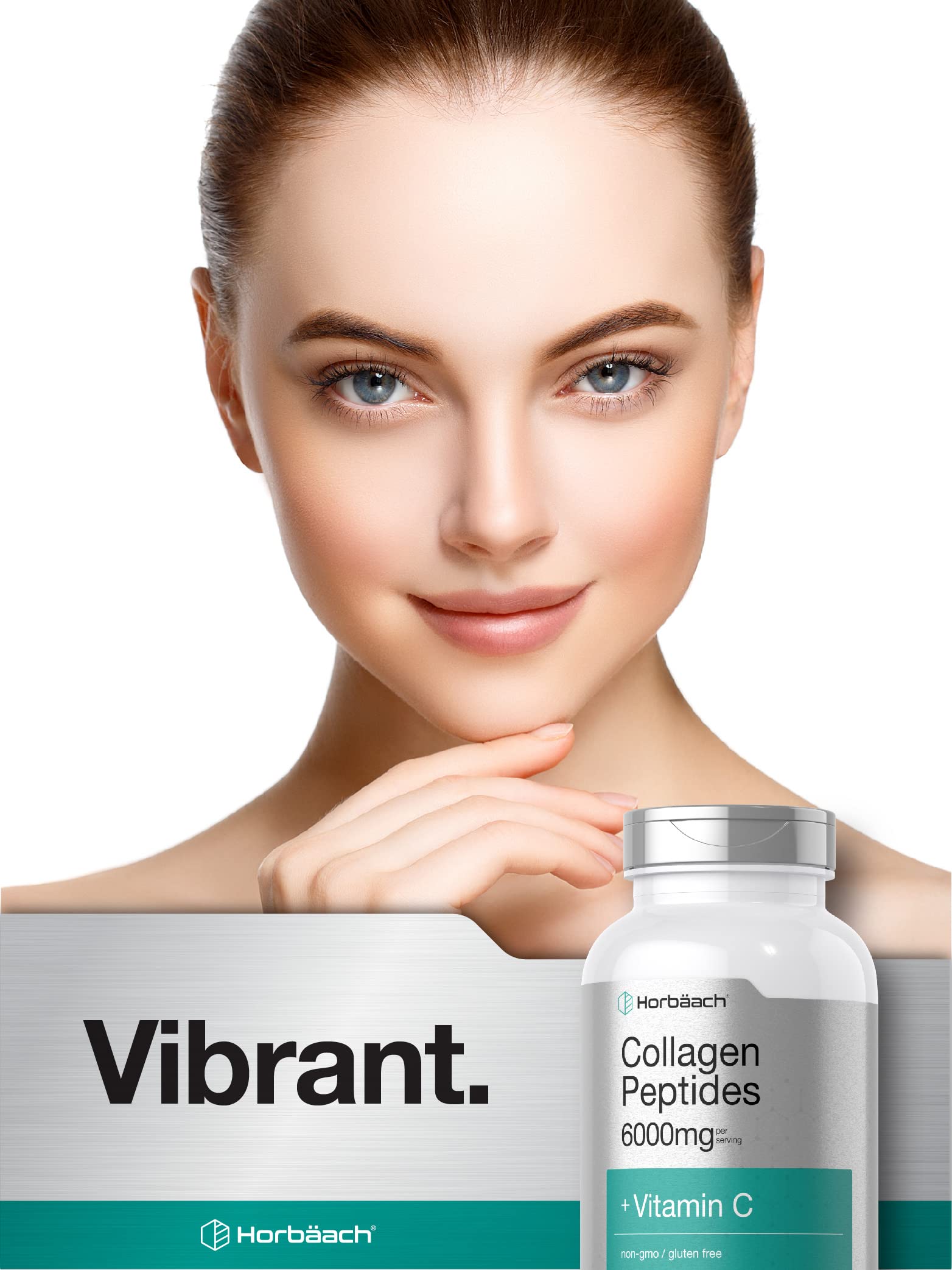 Horbäach Collagen Peptides 6000mg | 300 Caplet Pills | with Vitamin C | Hydrolyzed Collagen Supplement | Non-GMO, Gluten Free Horbäach buy supplements canada