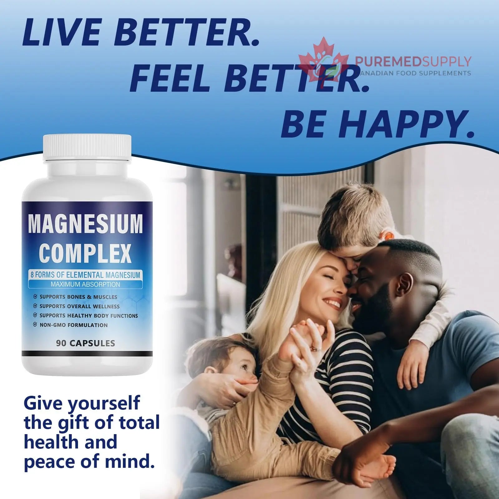 Magnesium Complex Supplement - 8 Elemental Magnesium 1000mg - Glycinate, Citrate, Malate, Taurate Chelated | Easy Absorption, Energy Support | Vegan Non-GMO, 90 Capsules (1pc) KFUKFU buy supplements canada