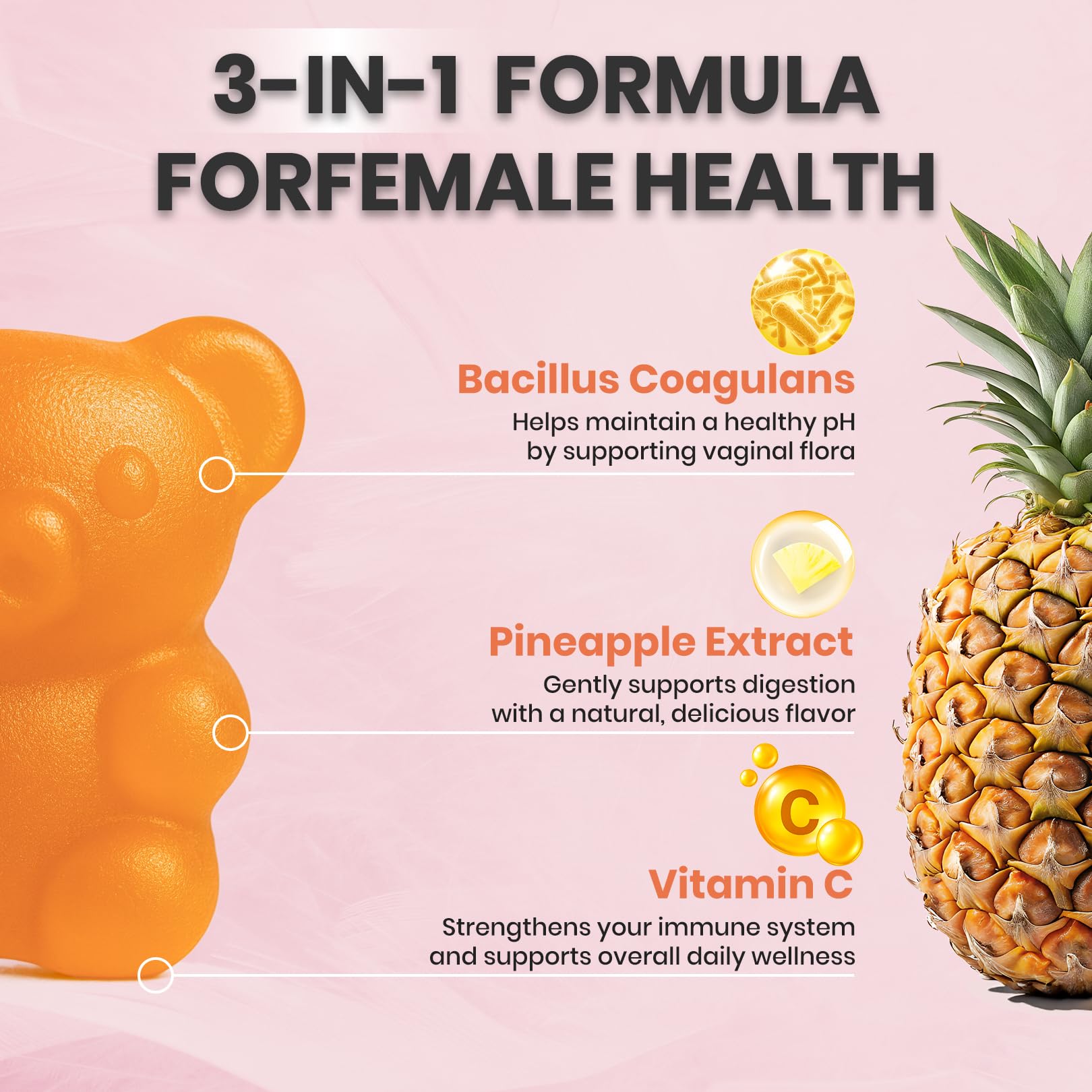 NUTRAJOY Premium Feminine Balance Gummies, for Women's Ph Health, Vaginal Wellness Support, Immune Support, Energy Support, Hawaiian Pineapple, Vegan Gluten-Free, 60 Gummies NUTRAJOY buy supplements canada