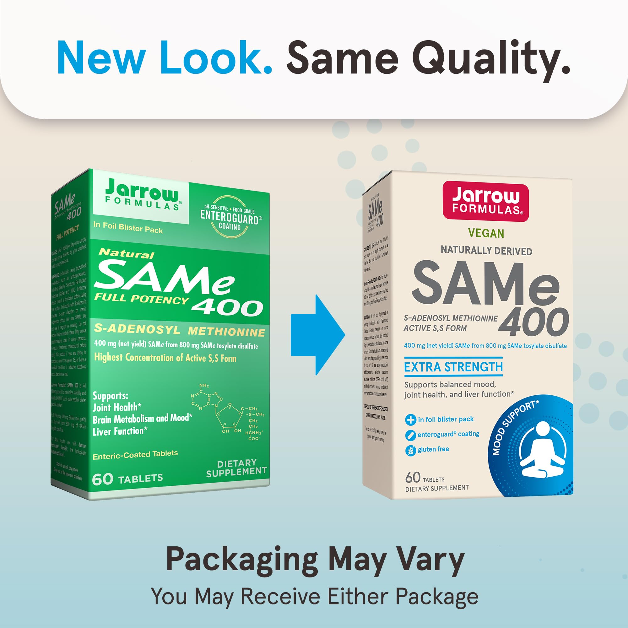 Jarrow Formulas SAMe Supplement 400 mg - 60 Tablets - High Concentration of Active S,S Form - Supports Joint Health, Liver Function, Brain Metabolism, Balanced Mood & Antioxidant Defense - 60 Servings Jarrow Formulas buy supplements canada