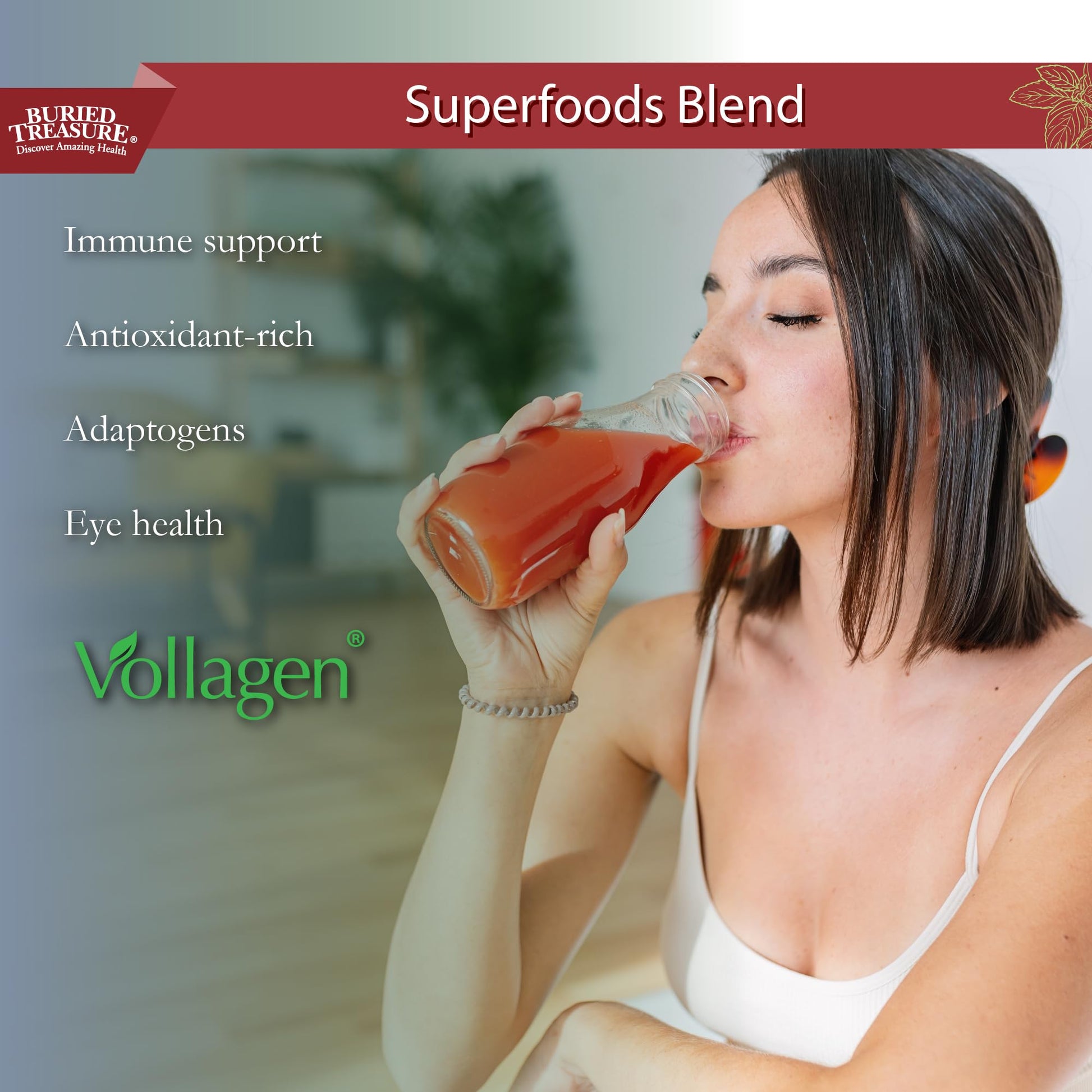 Buried Treasure Red20 Fusion Superfood Blend – Acai, Beets, Blueberry, Fiber, Adaptogens, Lutein, Vegan Vollagen, Natural Energy, Digestion, Eye Health & Wellness Support, 32oz Liquid Buried Treasure buy supplements canada
