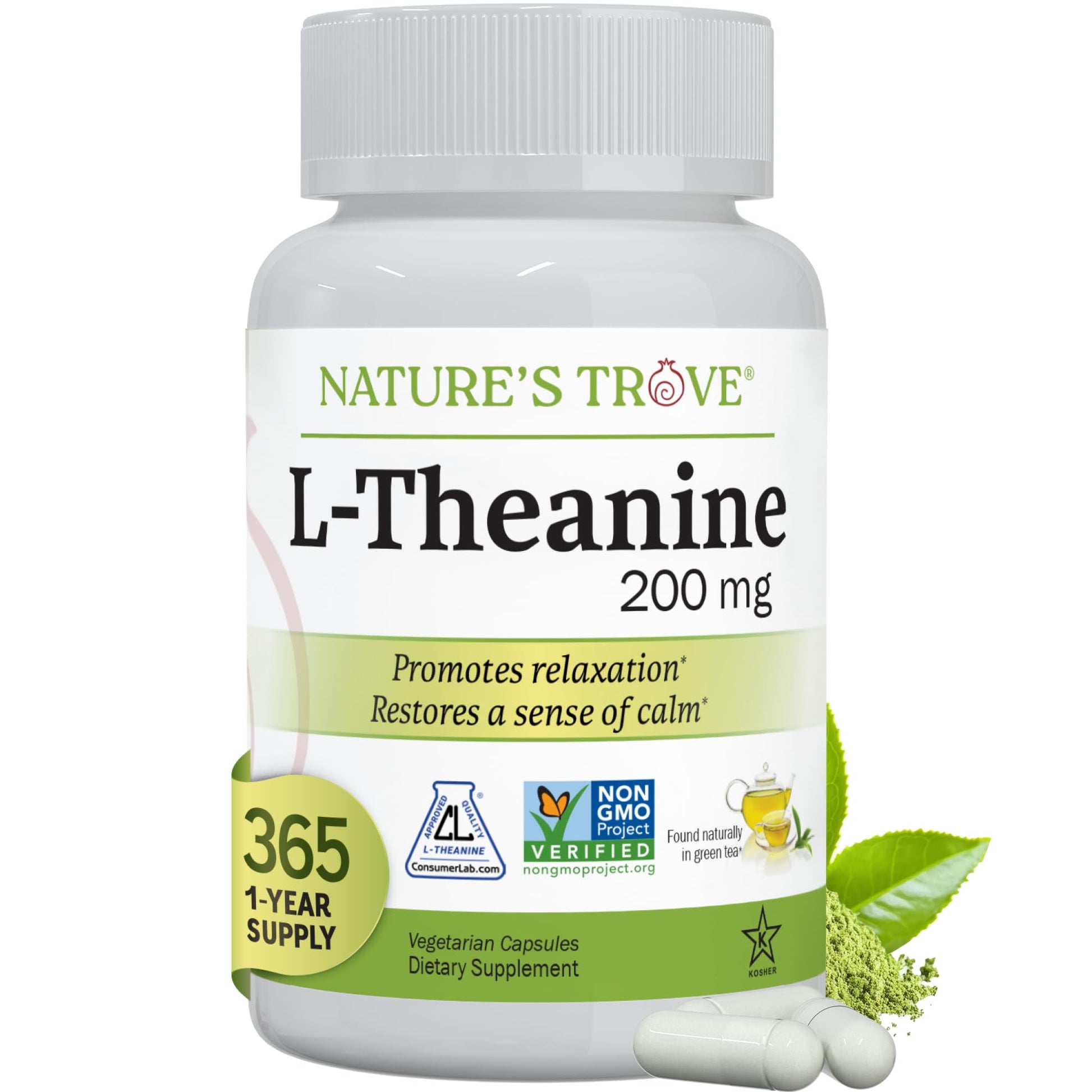 Nature's Trove L-Theanine 200mg Super Value Size - 365 Vegetarian Capsules Nature's Trove buy supplements canada