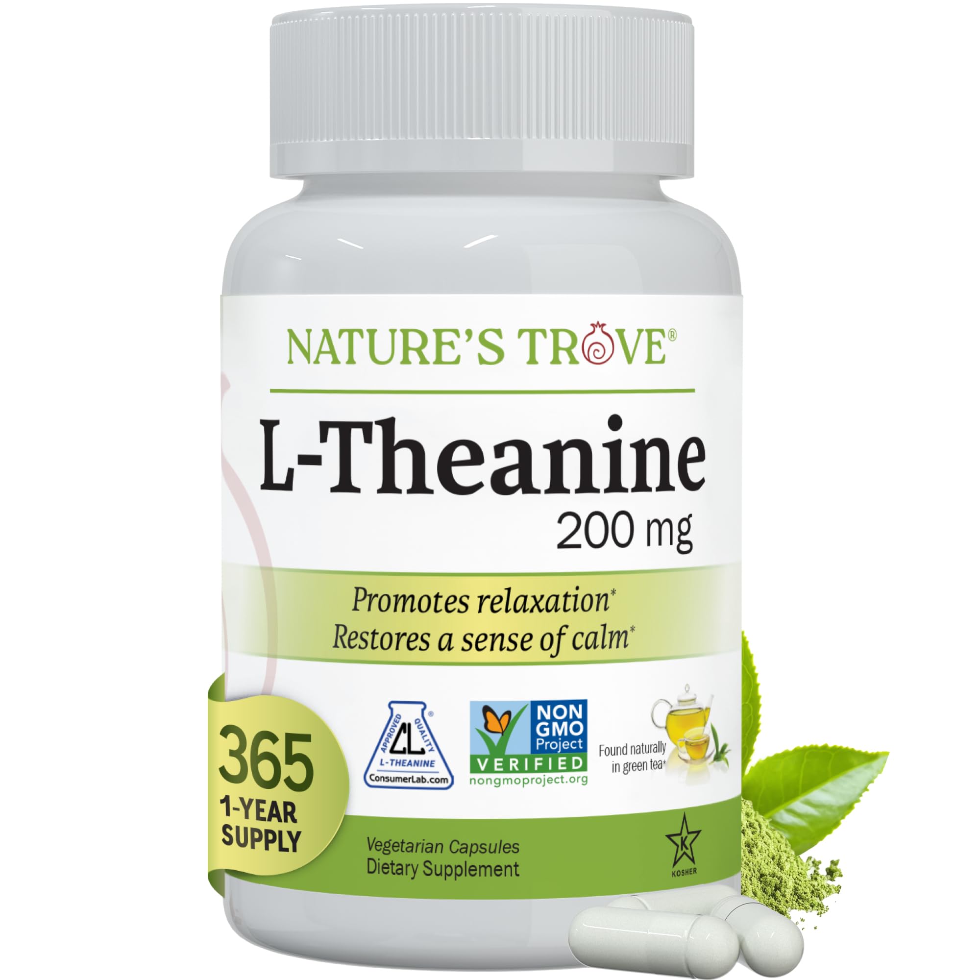 Nature's Trove L-Theanine 200mg Super Value Size - 365 Vegetarian Capsules Nature's Trove buy supplements canada