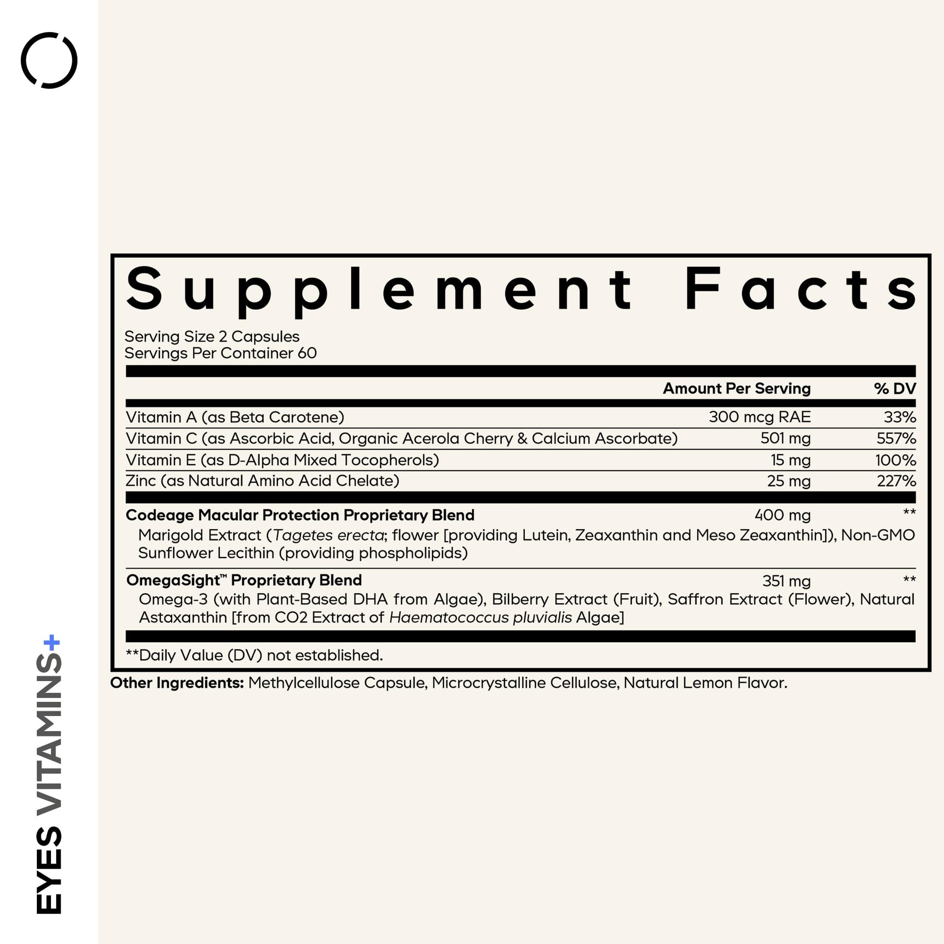 Codeage Eyes Vitamins - AREDS 2 Based Formula Supplement - 2-Month Supply - Vitamins A, C, E, Zinc, Lutein, Astaxanthin, Zeaxanthin, Eyebright, Marigold, Bilberry, Saffron, Omega-3-120 Capsules Codeage buy supplements canada