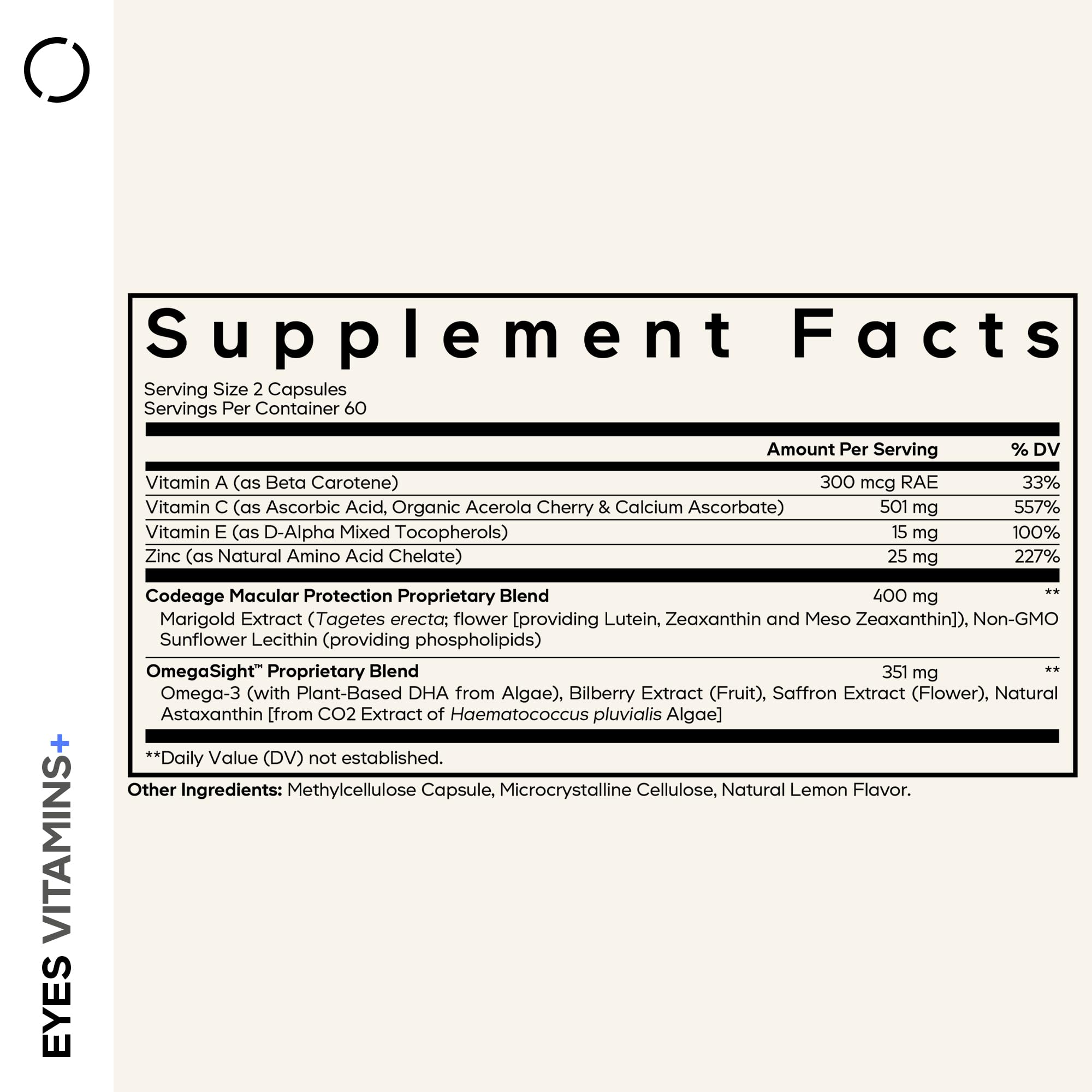 Codeage Eyes Vitamins - AREDS 2 Based Formula Supplement - 2-Month Supply - Vitamins A, C, E, Zinc, Lutein, Astaxanthin, Zeaxanthin, Eyebright, Marigold, Bilberry, Saffron, Omega-3-120 Capsules Codeage buy supplements canada