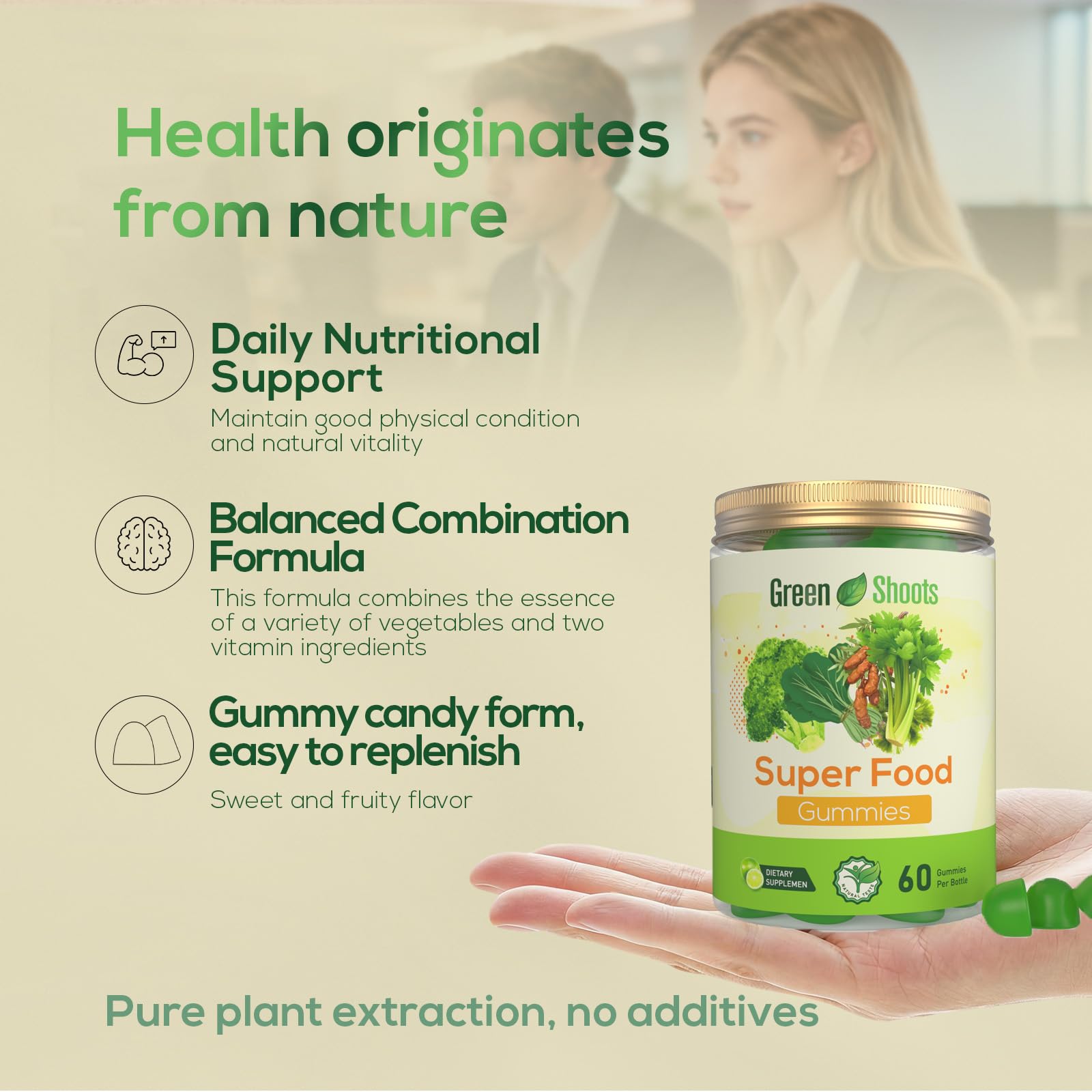 Greenshoots Super Food Gummies with Super Greens Blend, Vitamin A & C – Broccoli, Spinach, Moringa & Chlorella – Vegan, Sugar Free, Daily Nutrition Support, 60 Gummies Greenshoots buy supplements canada