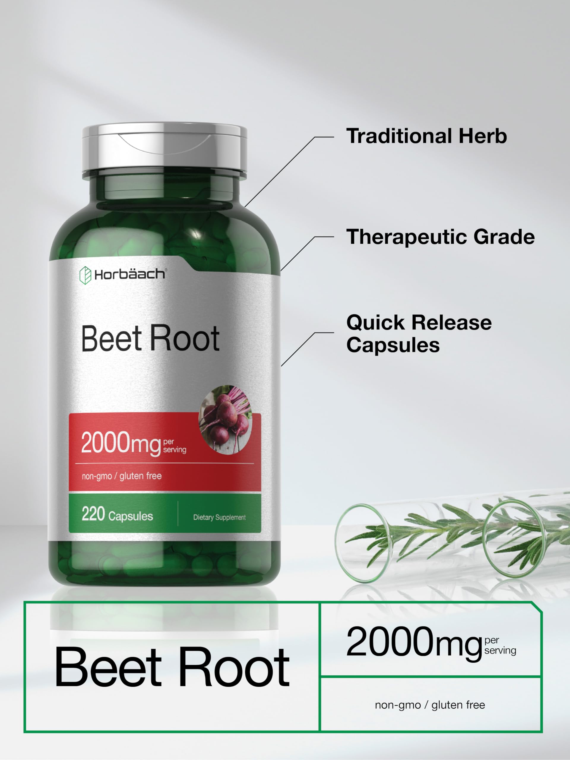 Horbäach Beet Root Powder Capsules | 220 Pills | Herbal Extract | Non-GMO, Gluten Free Supplement Horbäach buy supplements canada