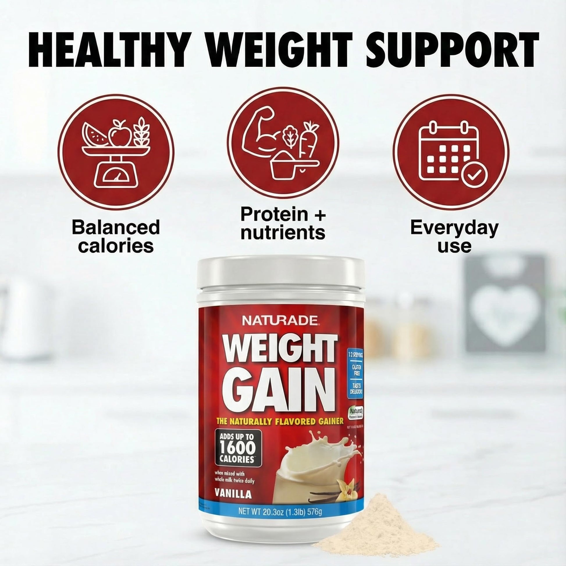 Naturade Weight Gain Nutrition Drink Mix for Healthy Weight Support, Balanced Calories with Protein, Vitamins & Minerals, Vanilla - 20.3 oz Naturade buy supplements canada