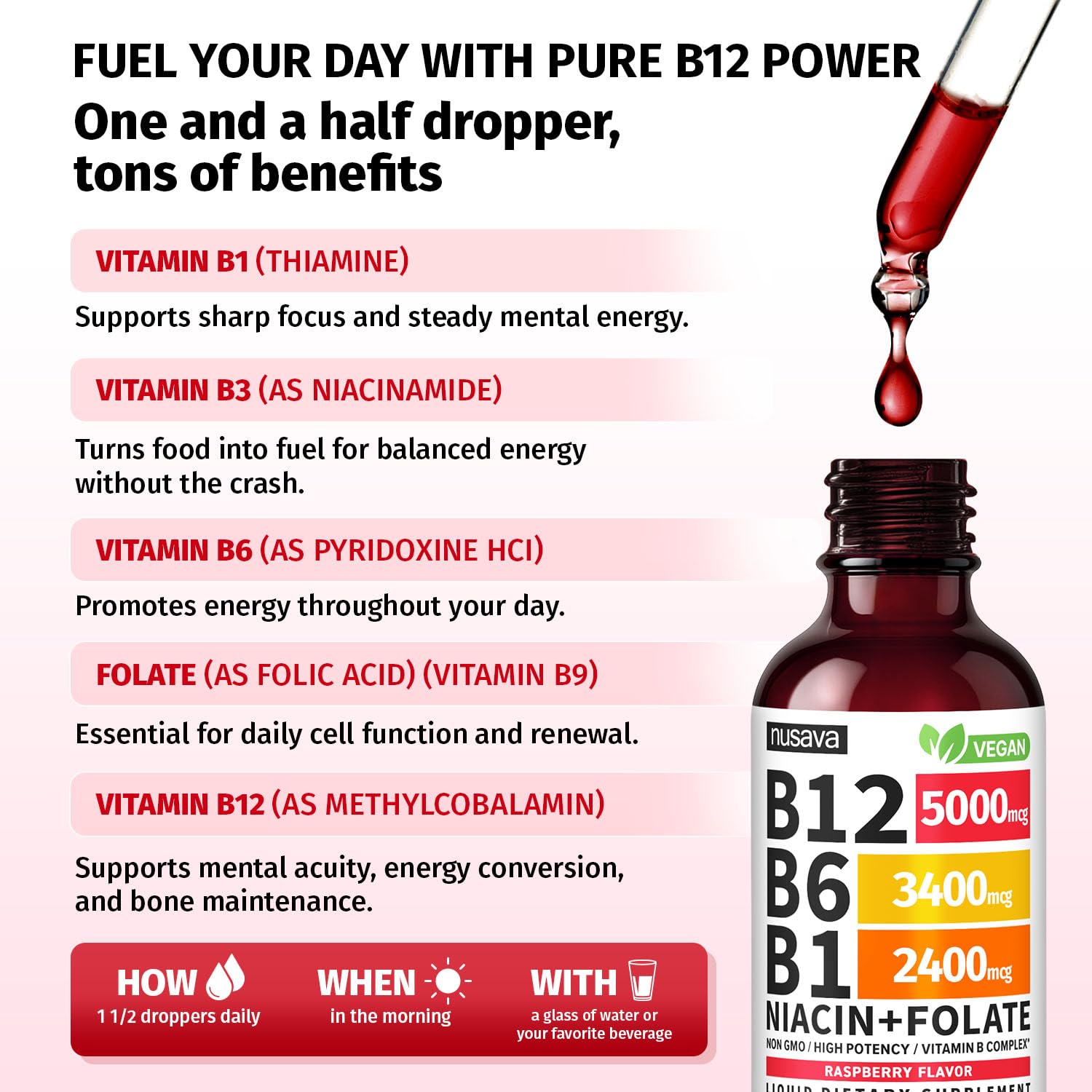 (2 Pack) Vitamin B12 and B6 Liquid Drops, B12 Sublingual Vitamin B Complex - B 12 Vitamin 5000mcg - B12 Methylcobalamin for Energy NUSAVA buy supplements canada