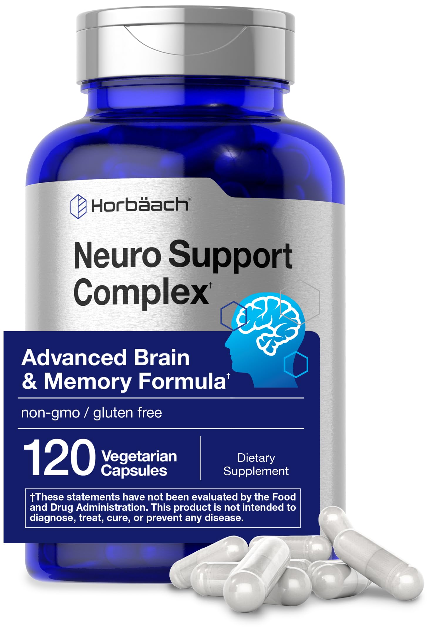 Horbäach Brain Supplement | 120 Capsules | with Phosphatidylserine & DMAE | Advanced Formula for Memory, Focus, Clarity | Vegetarian & Gluten Free | Neuro Support Horbäach buy supplements canada