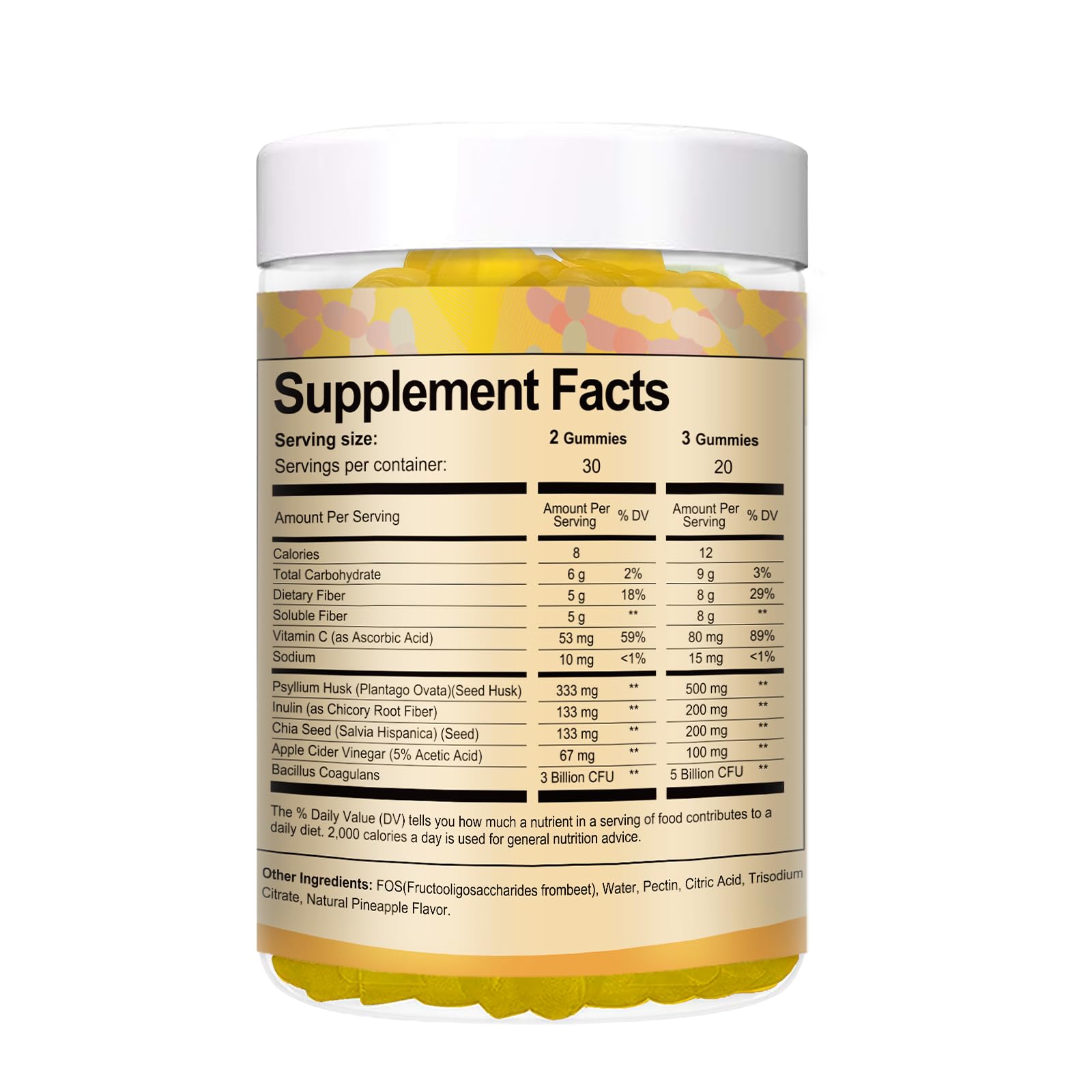 9-in-1 Probiotic Prebiotic Fiber Gummies for Adults & Teens, Fiber Supplement Pro with 5 Billion CFU Bacillus Coagulans, Psyllium Husk, FOS, Inulin, ACV for Digestion Totaria buy supplements canada